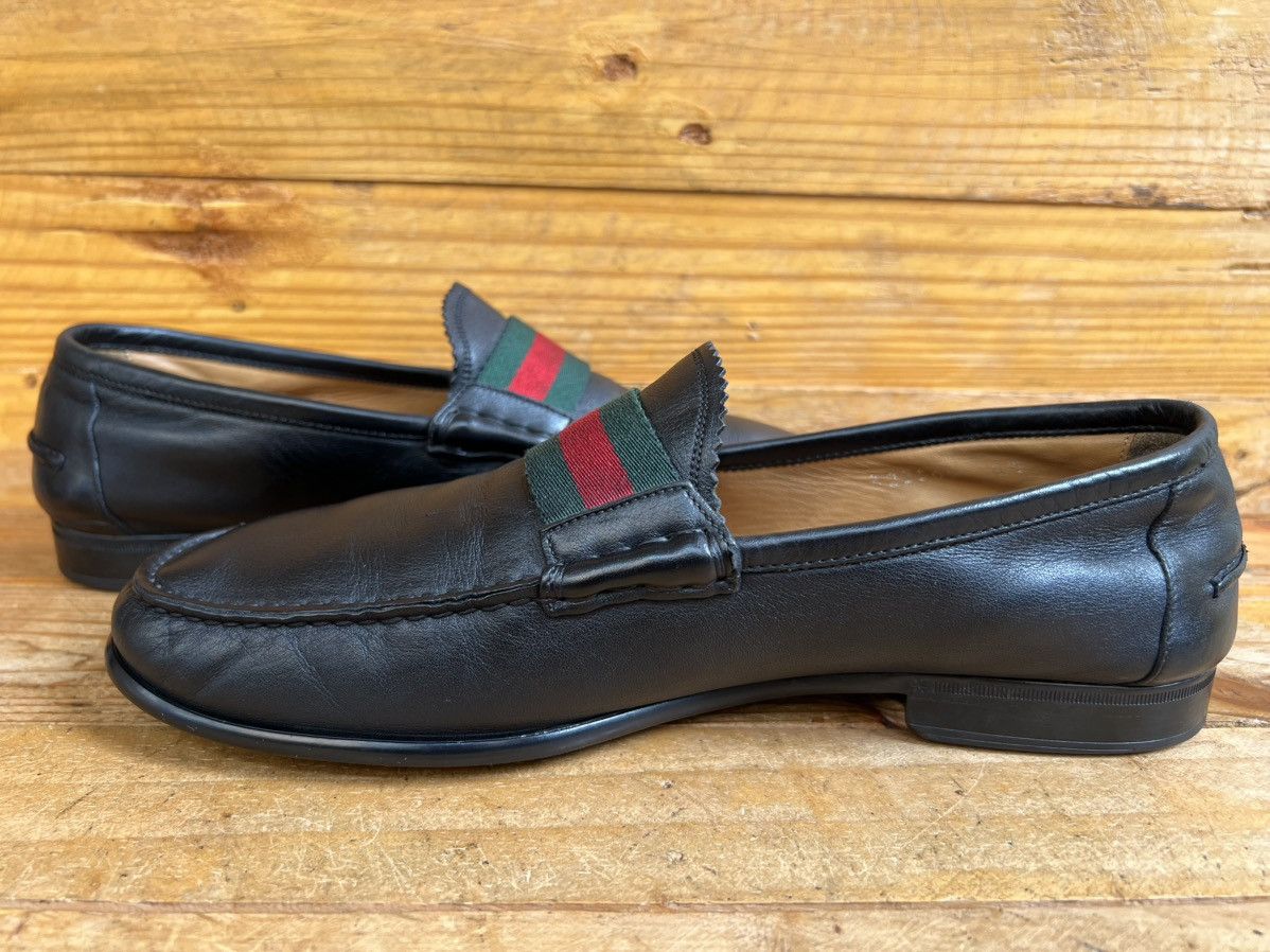 Gucci Gucci Leather Soft Leather Moccasin Loafers Green & Red Web Size US 7.5 / EU 40-41 - 7 Thumbnail