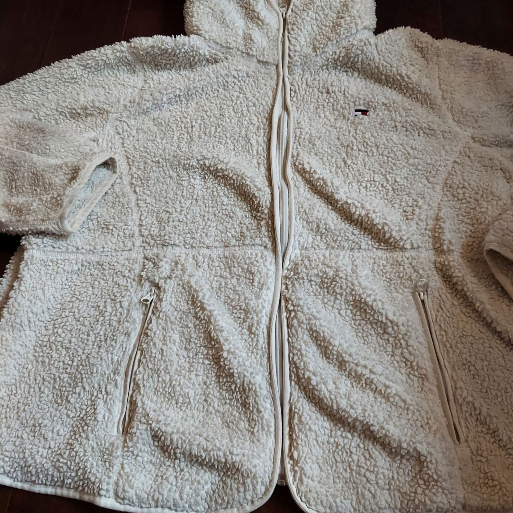 Tommy Hilfiger VINTAGE Tommy Hilfiger Hoodie Pullover White 2XL Mens Regular Zip Sherpa Winter Fall Size XXL / US 16-18 / IT 52-54 - 4 Thumbnail
