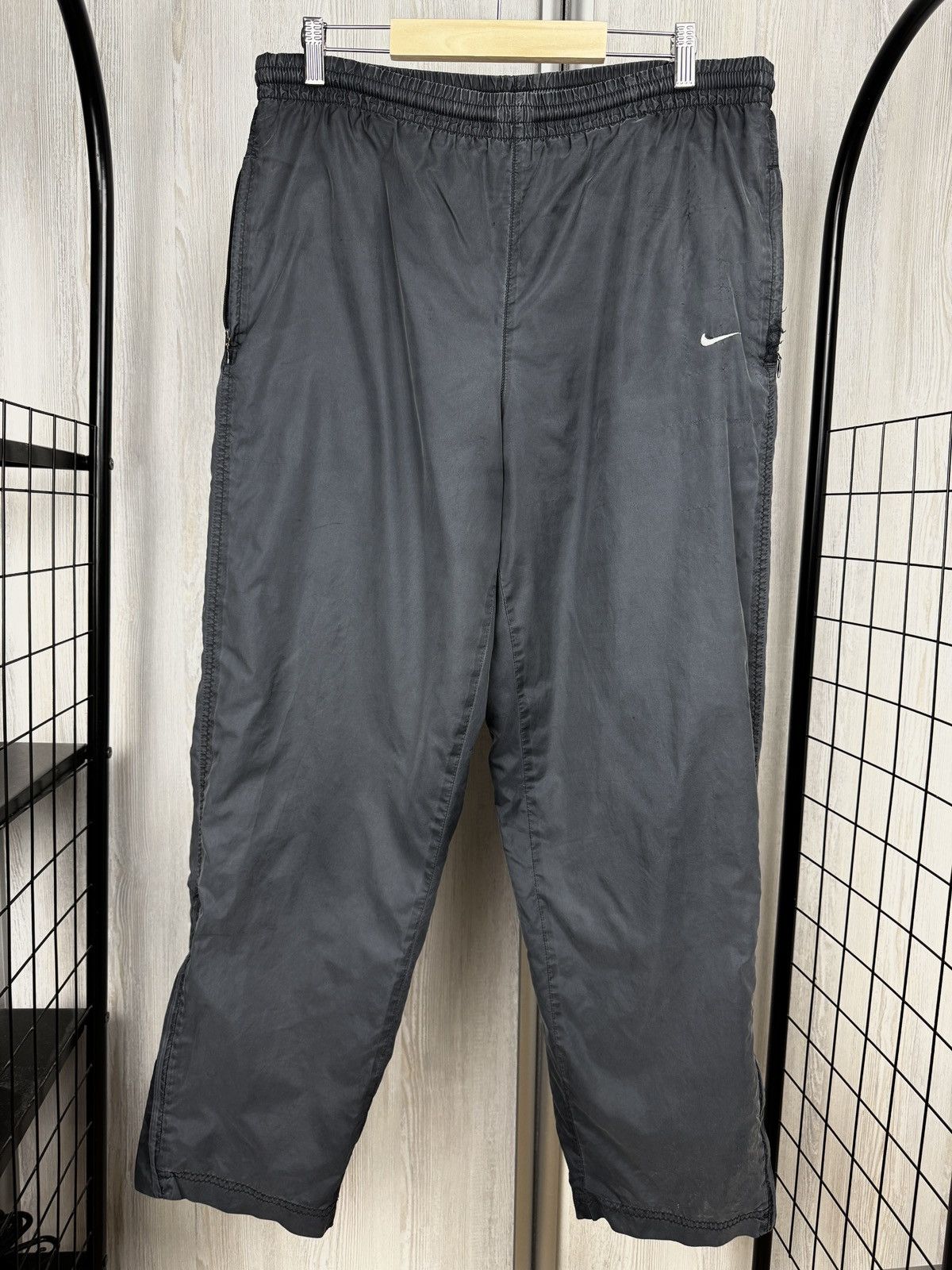 Nike Nike vintage y2k dark grey faded distressed track pants sz M Size US 32 / EU 48 - 2 Thumbnail
