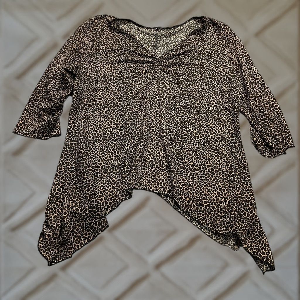 Vintage Unbranded Blouse Tunic Womens XL Brown Black Leopard V-Neck Half Sleeve Casual Shirt Women XL Leopard Pattern Modern Knit Size XL / US 12-14 / IT 48-50 - 1 Thumbnail