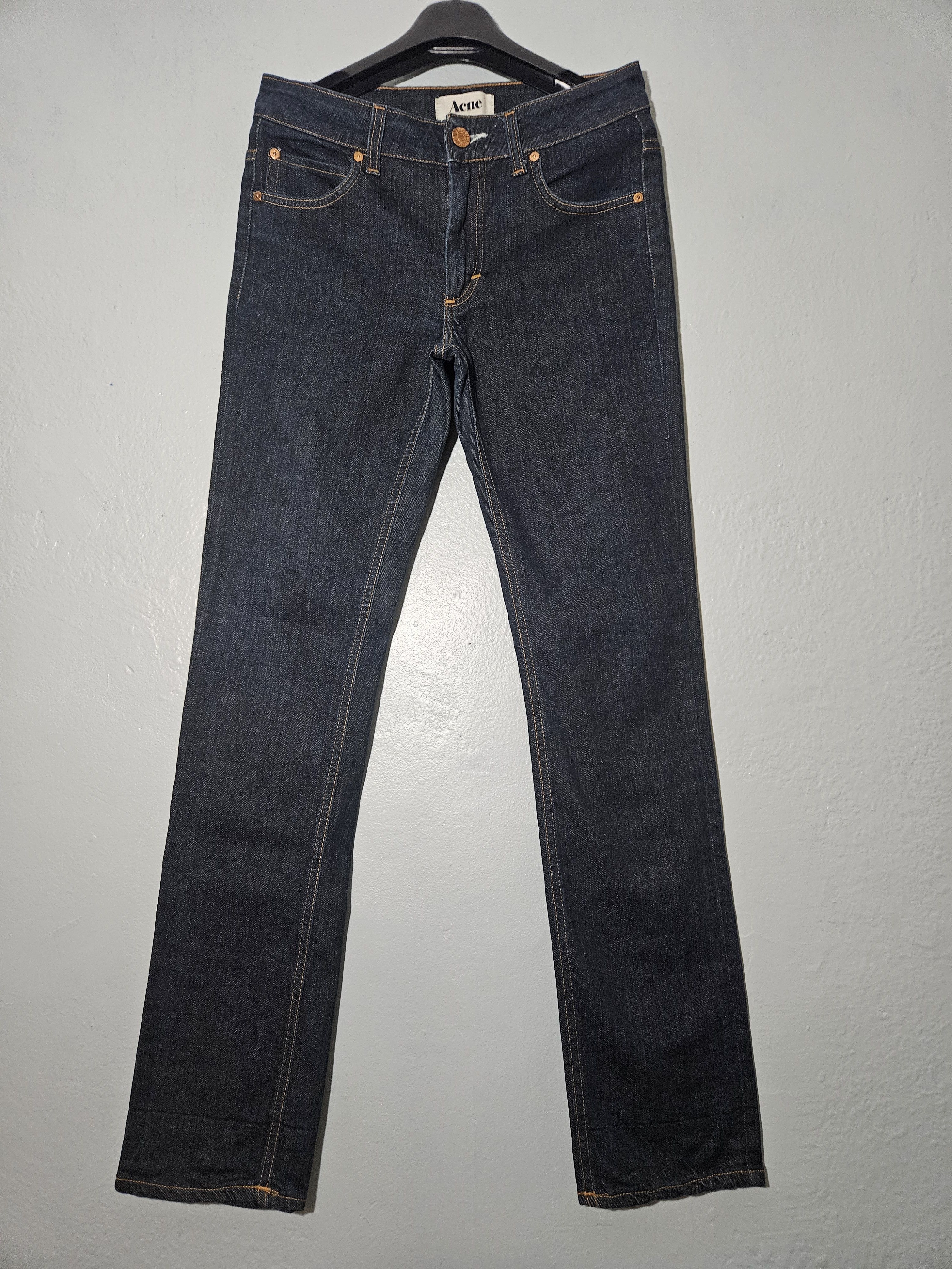 Acne Studios Hex DC Blue Raw Style Leather Back Patch Denim Jeans Size US 29 - 4 Thumbnail