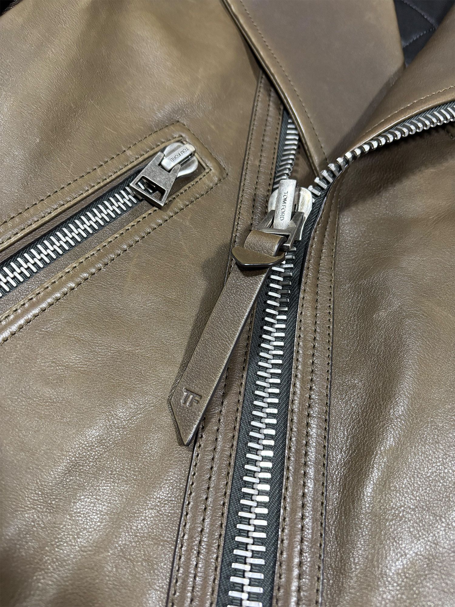 Tom Ford TOM FORD Grain Leather Biker Jacket Brown Size 48 NWT Size US M / EU 48-50 / 2 - 9 Thumbnail