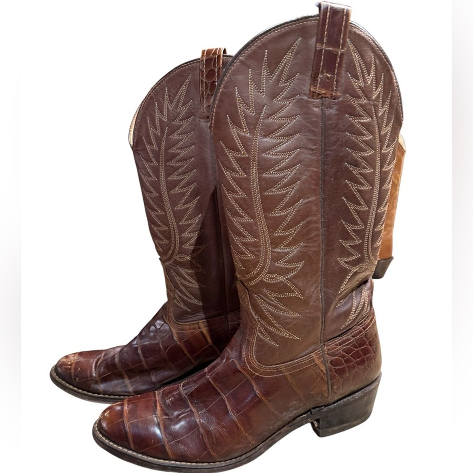 Acme Brown Dark Brown Alligator Mens Size 9.5D Western Boots