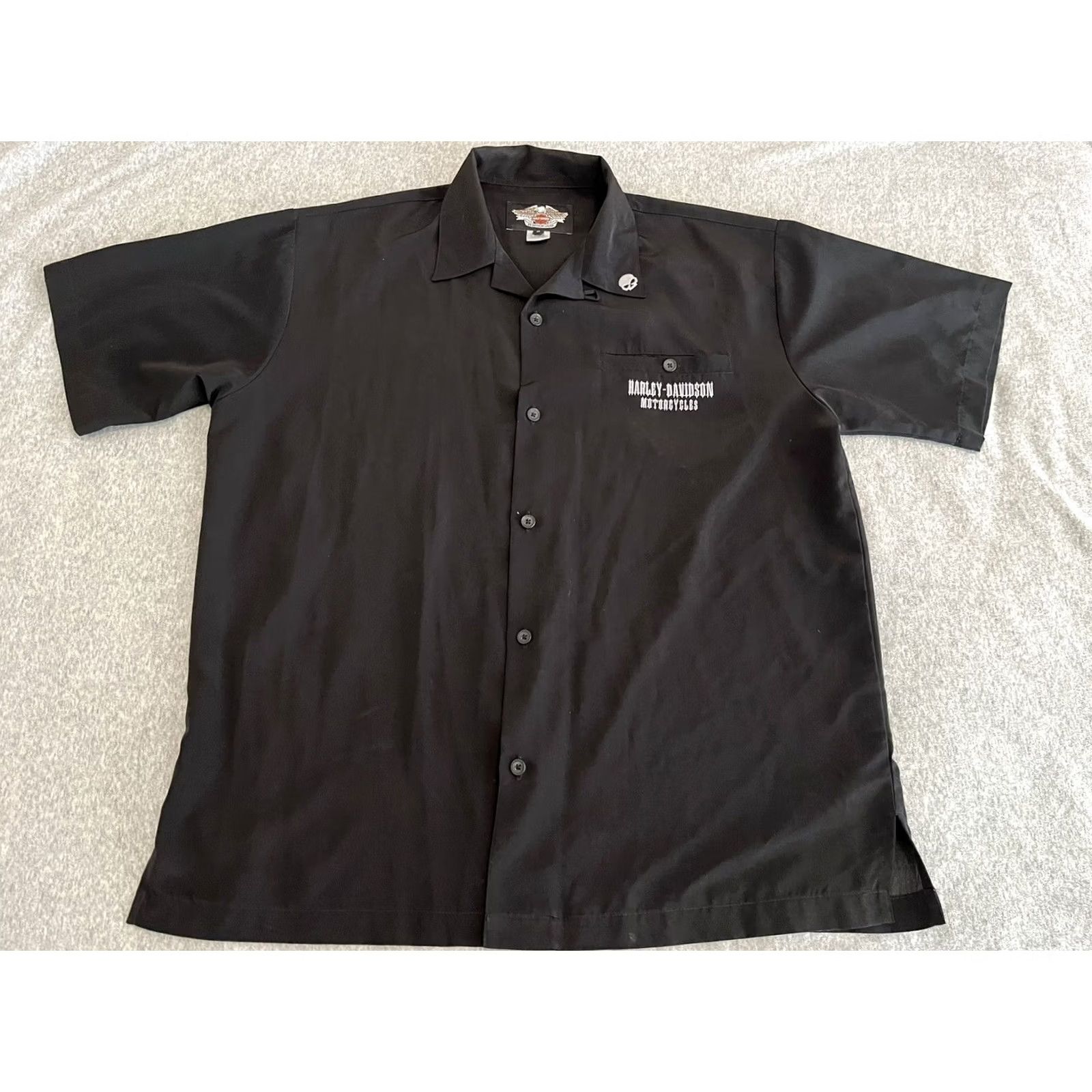 Harley Davidson Harley-Davidson Short Sleeve Button-Up Shirt Black Flames Skull Cards Mens Large Size US L / EU 52-54 / 3 - 3 Thumbnail