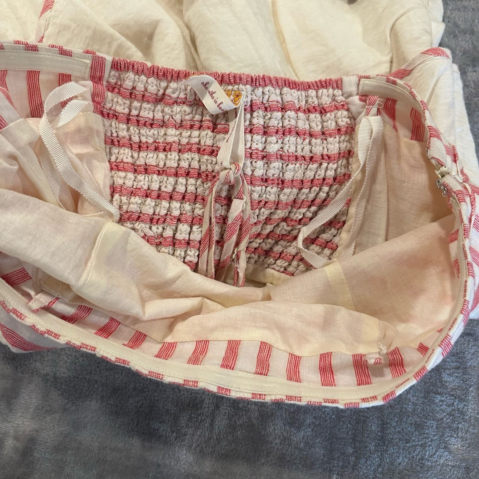 Anthropologie Anthropologie Maeve Linen Red Stripe Tiered Dress 6 S Size M / US 6-8 / IT 42-44 - 11 Thumbnail