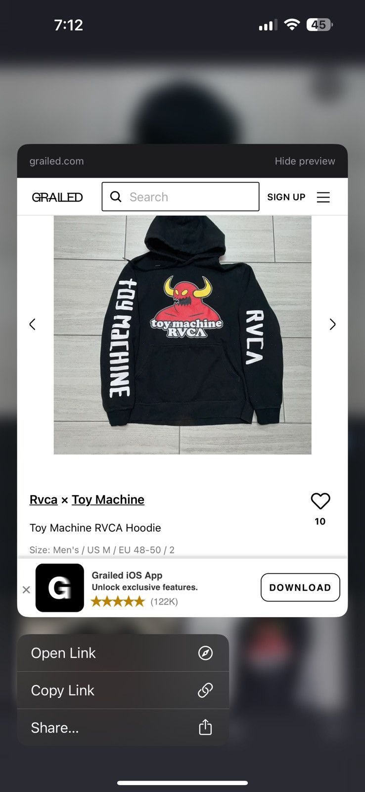 RVCA × Toy Machine Toy Machine RVCA Hoodie Size US M / EU 48-50 / 2 - 8 Thumbnail