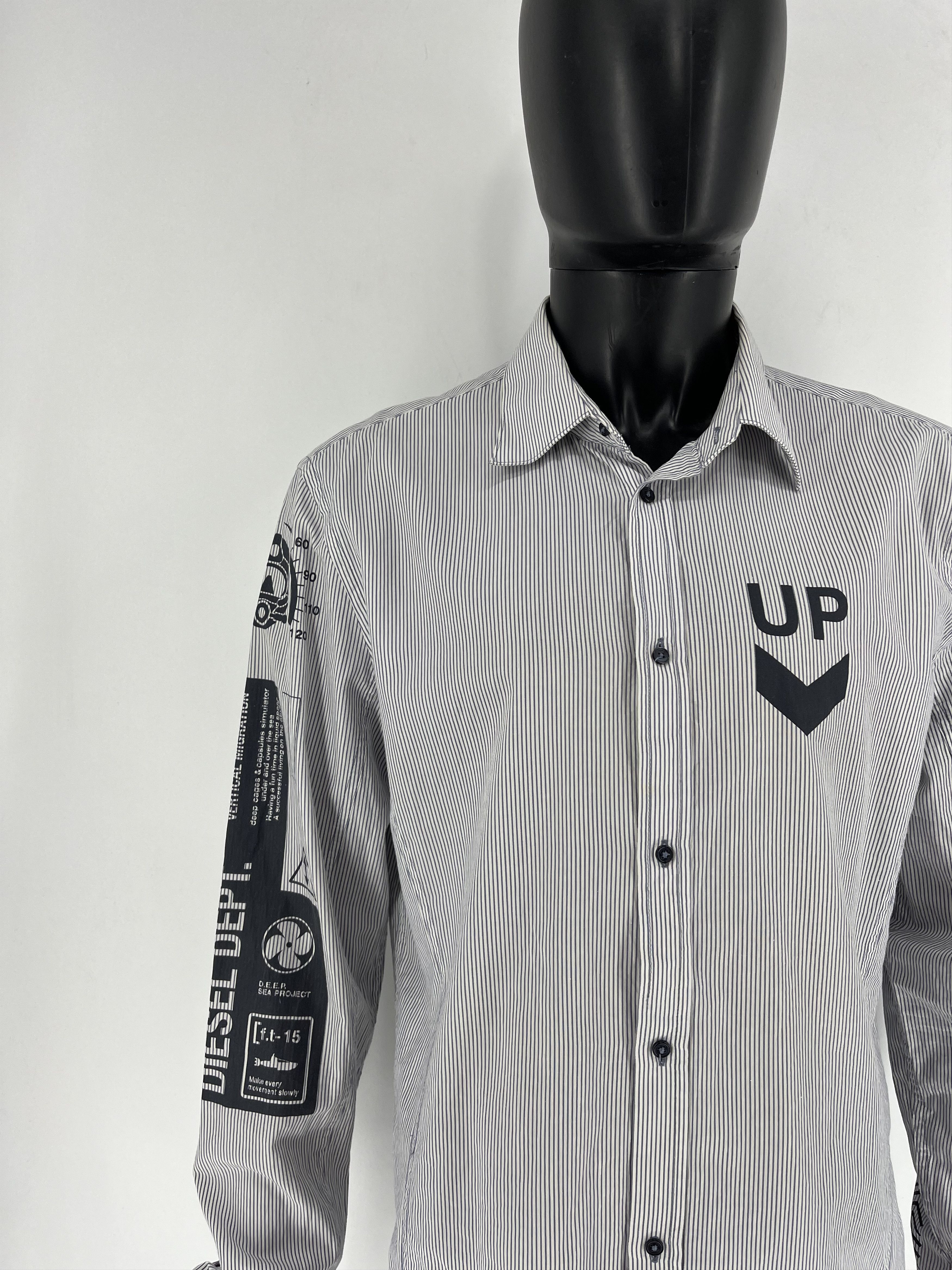 Diesel × Japanese Brand RARE Diesel DEPT. LIQUID SPACE Striped Button UpShirt SZ XXL Size US XXL / EU 58 / 5 - 6 Thumbnail
