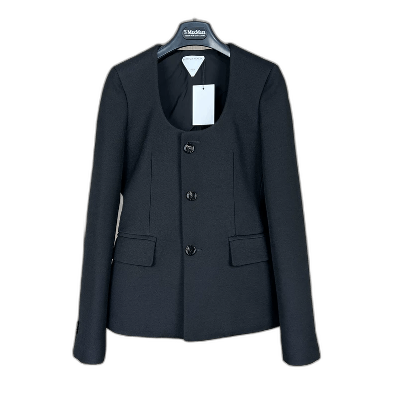 Bottega Veneta Bottega Veneta Black Collarless Blazer Jacket Size US S / EU 44-46 / 1 - 1 Thumbnail