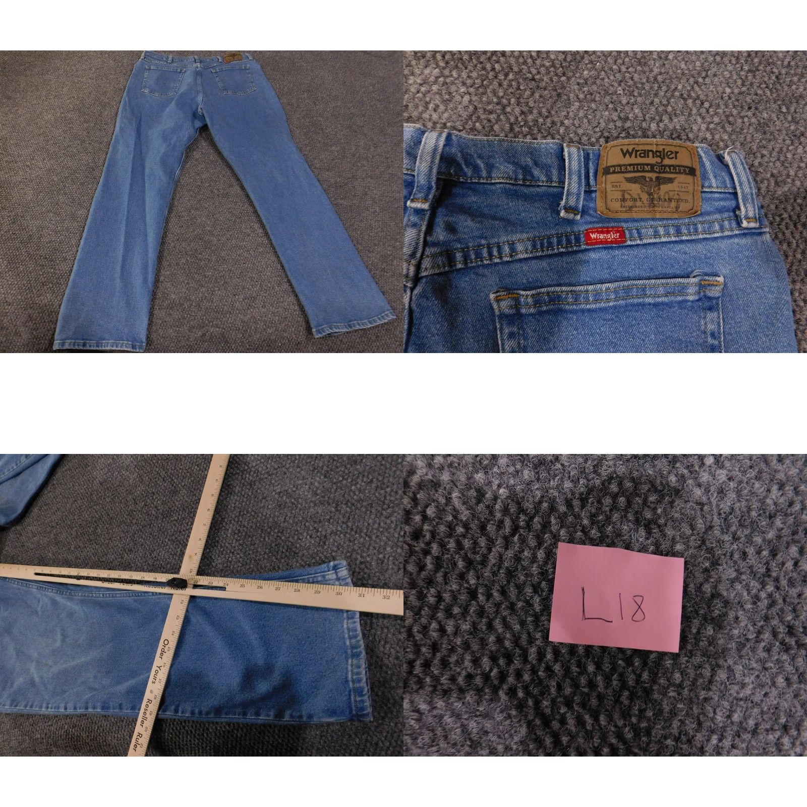 Wrangler Wrangler Jeans Mens 36x32 Blue Regular Denim Straight Leg 5-Pocket Stretch Regular Fit Size 36 Medium Wash Mens Size US 36 / EU 52 - 8 Thumbnail