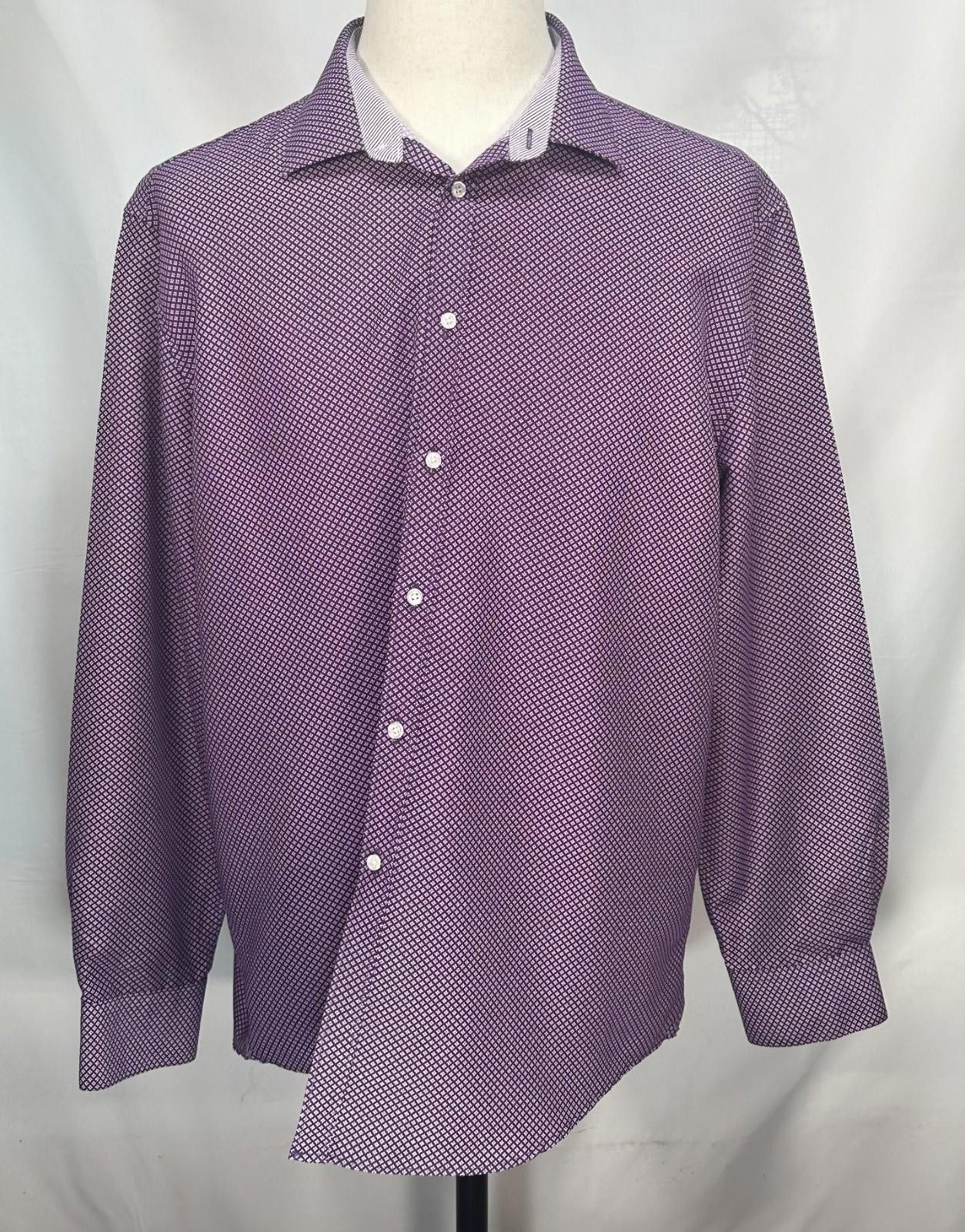 Calabrese Calabrum Cotton Blend Modern Fit Button Up Purple Men's XL Size US XL / EU 56 / 4 - 1 Thumbnail