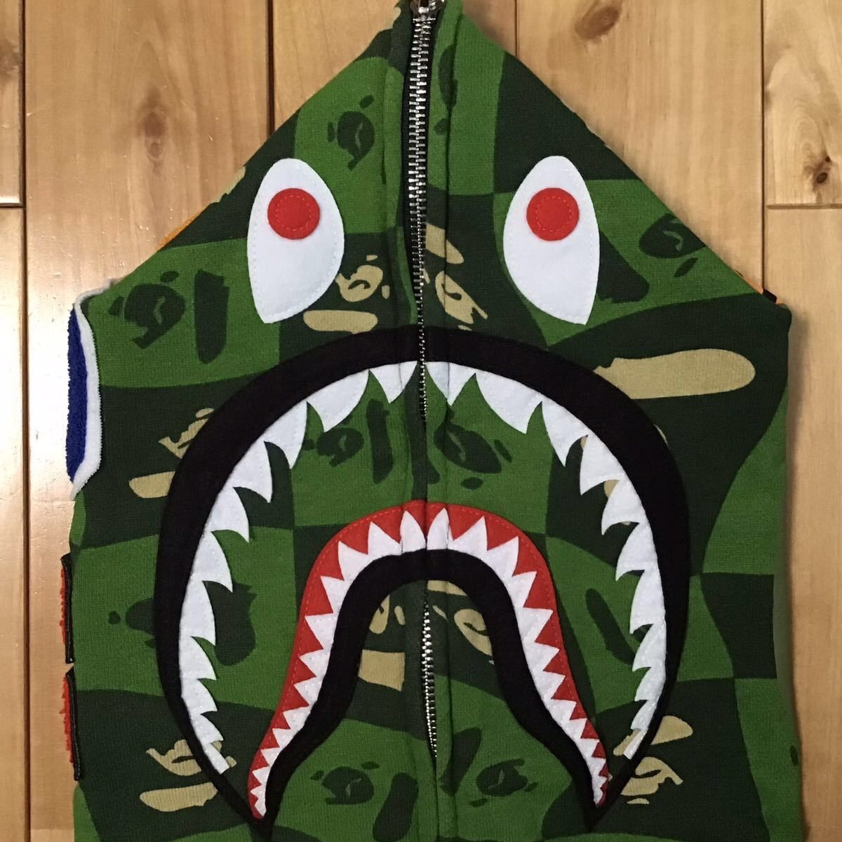 Bape BAPE FACE logo shark full zip hoodie green a bathing ape Size US M / EU 48-50 / 2 - 3 Thumbnail