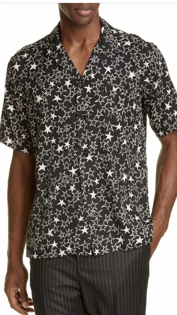 Saint Laurent Paris SS20 Saint Laurent star silk camp shirt Hawaiian 42 short Size US L / EU 52-54 / 3 - 3 Thumbnail