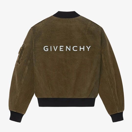 Givenchy o1w1db10325 Bomber Denim in Khaki Size US L / EU 52-54 / 3 - 2 Thumbnail