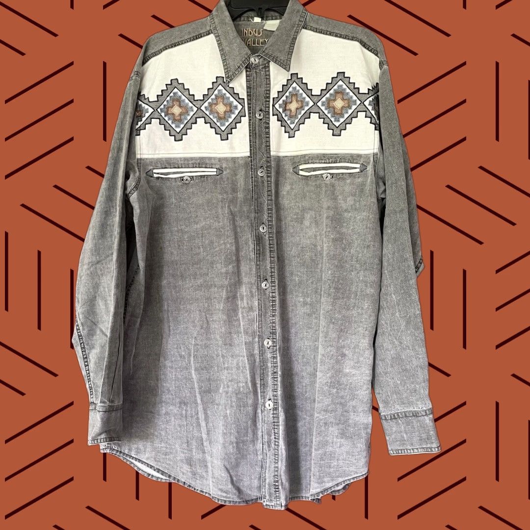 Indus Valley Shirt Southwest Embroidery Cowboy Rodeo Mens XL