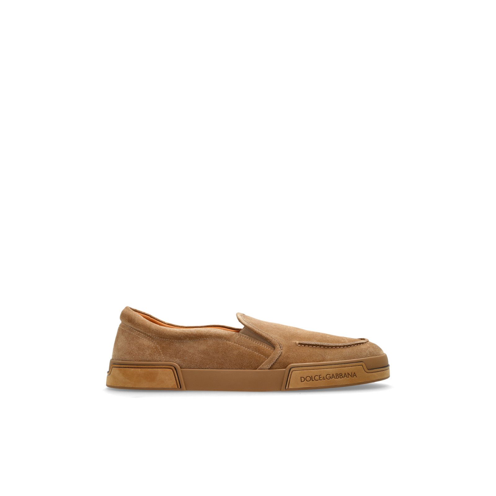 DOLCE&GABBANA Beige Brown Suede Slip On Loafers New & Authen