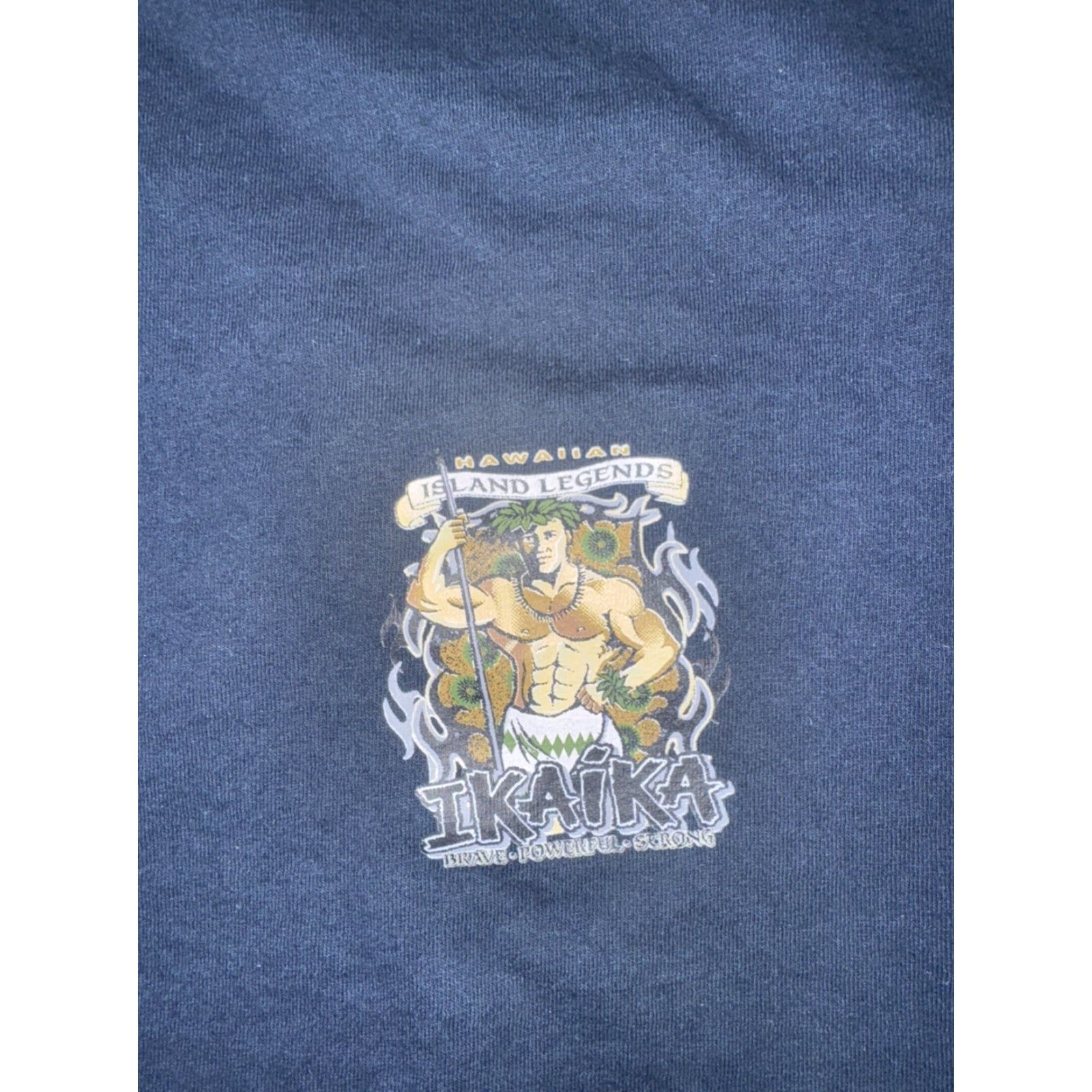 Vintage VINTAGE Unbranded T-Shirt Navy Blue XL Ikaika Warrior Graphic Print Hawaiian Island Legends 90s Y2K Surfing Men Mens Size US XL / EU 56 / 4 - 4 Thumbnail