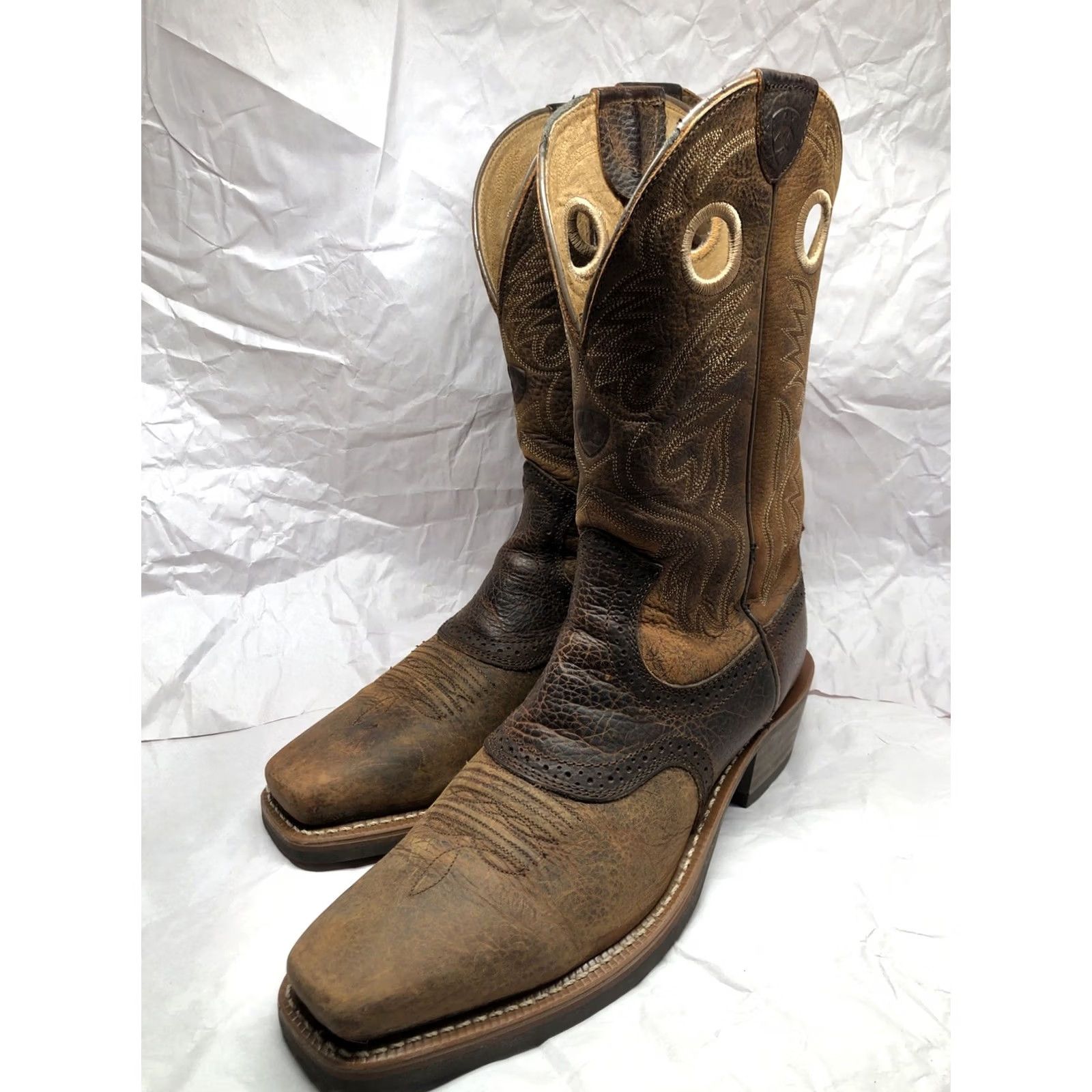 Ariat ARIAT Icon Mens Heritage Roughstock Square Toe Leather Western Boots 10.5 B Mens Boots Brown Leather Western Square Toe Heritage Roughstock Size US 11 / EU 44 - 2 Thumbnail