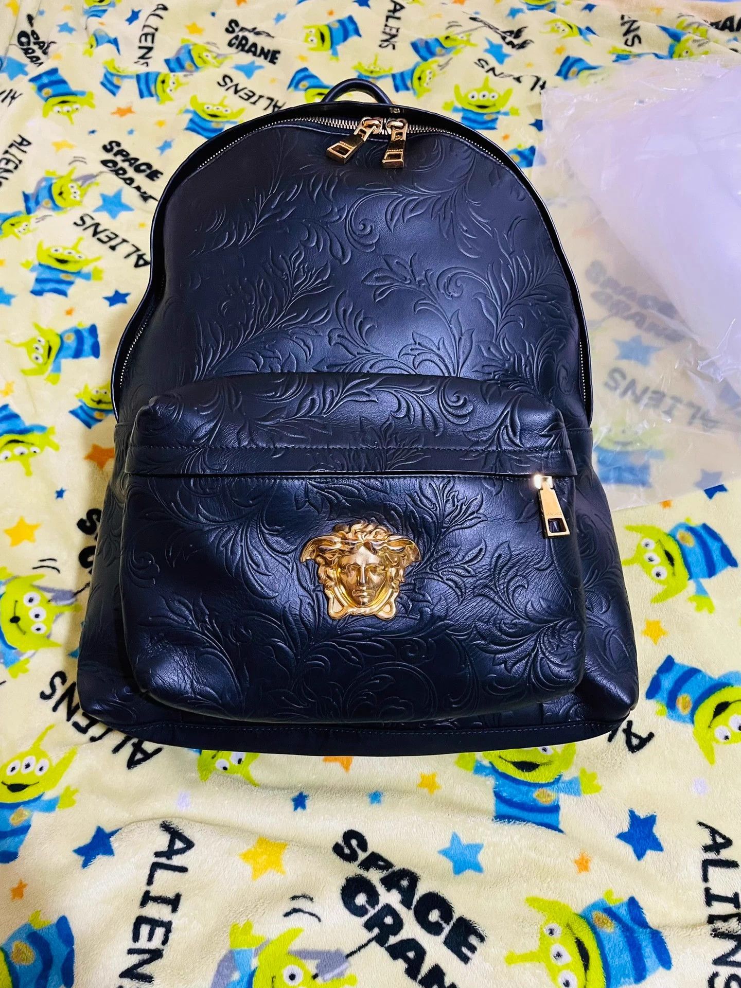 Versace Versace Classic Baroque Embossed Leather Backpack Size ONE SIZE - 6 Thumbnail