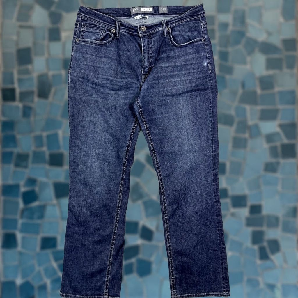 Vintage BKE Tyler Jeans Men 36S Straight Dark Wash Whisker Buckle Western Cowboy Utility Size US 36 / EU 52 - 1 Thumbnail