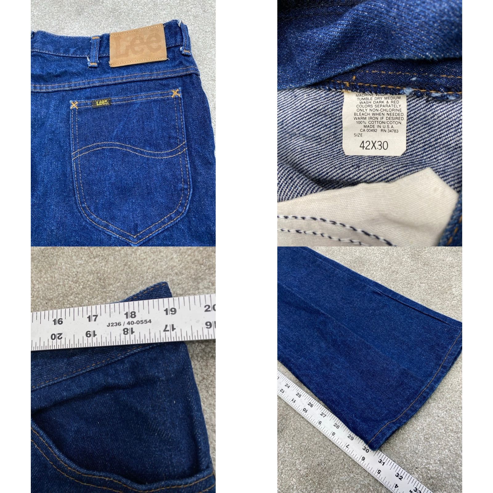 Lee VINTAGE Lee Riders Jeans Mens 42x30 Regular Fit Straight Leg 100% Cotton USA Jeans Mens 42 Blue 42x30 90s Style 5-Pocket Design Men Size US 42 / EU 58 - 8 Thumbnail