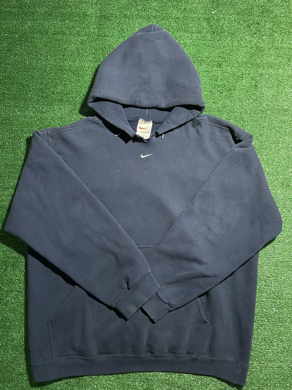 Nike × Vintage Vintage Nike 90s Center Swoosh Hoodie Size US XL / EU 56 / 4 - 1 Thumbnail