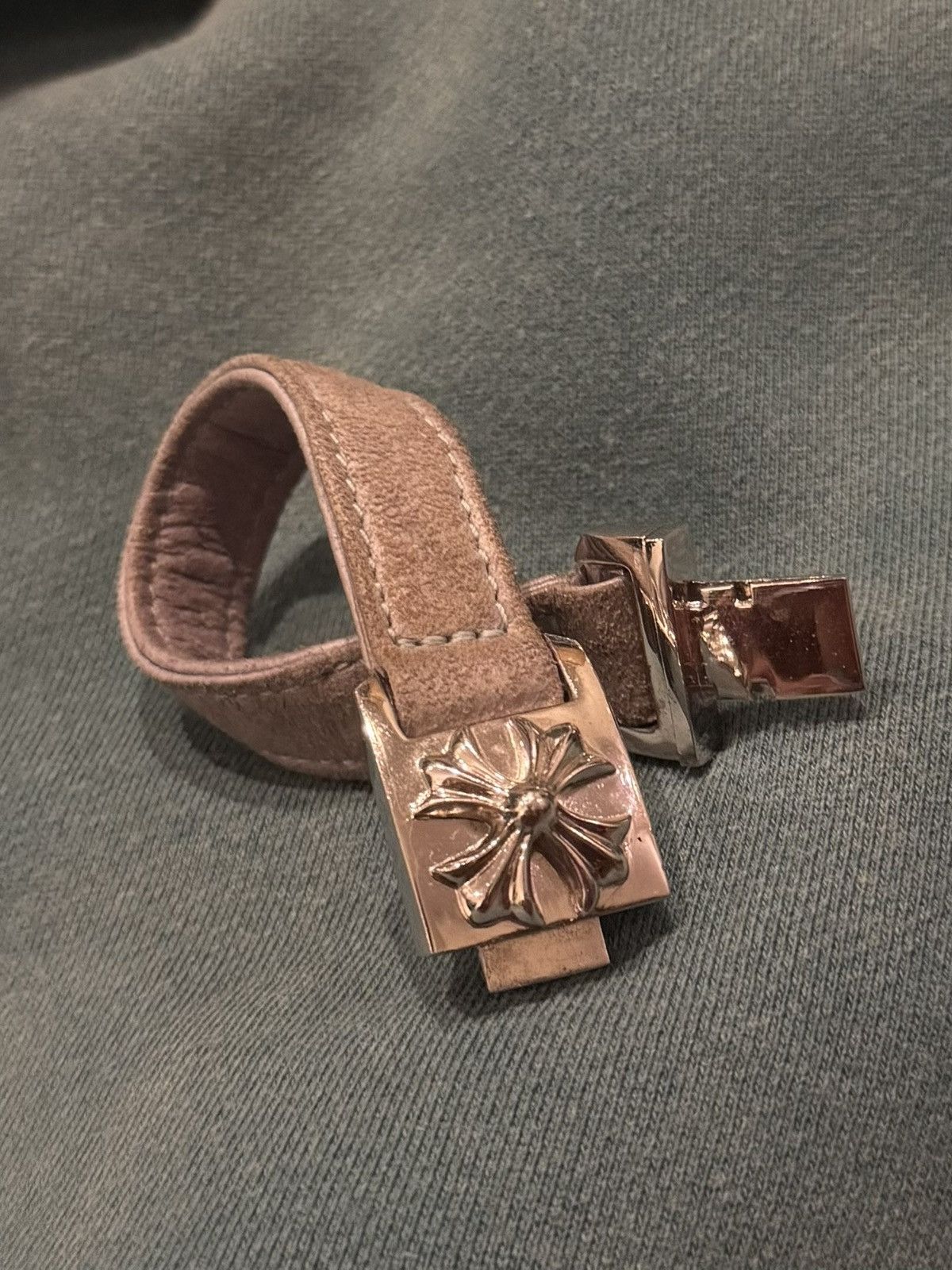 Chrome Hearts Chrome Hearts Blue Leather Rhodium Harness Clasp Bracelet Size ONE SIZE - 1 Thumbnail