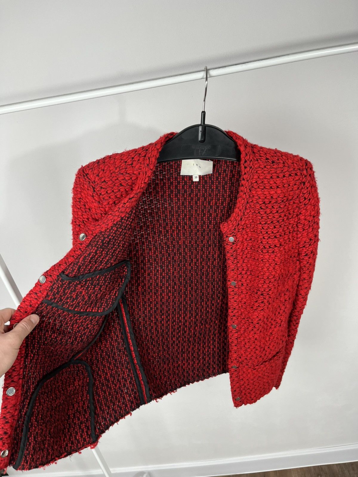 Iro IRO Red Knit Jacket Womens Size 38 Textured Wool Blend Size S / US 4 / IT 40 - 10 Thumbnail
