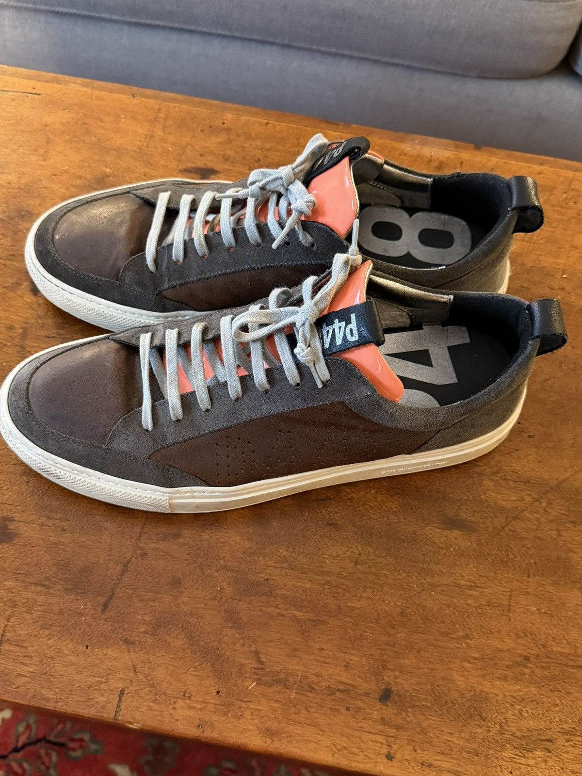 P448 P448 SoHo Brown/Grey/Orange Sneakers – Size 43 Size US 10 / EU 43 - 2 Thumbnail
