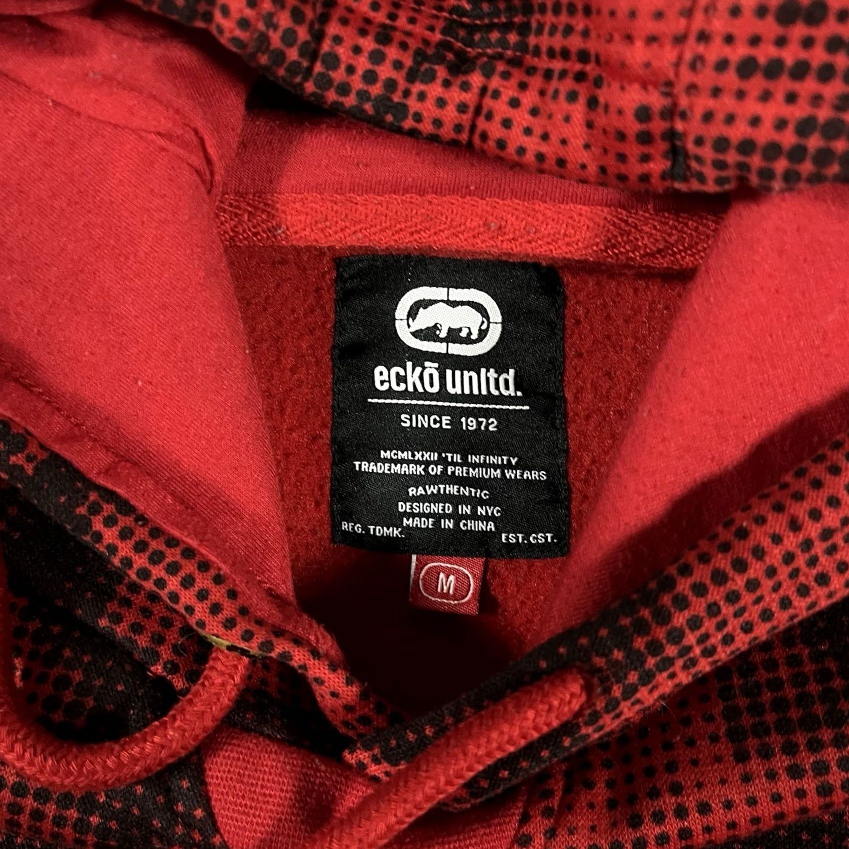 Ecko Unltd. VINTAGE ECKO UNLTD Hoodie Mens M Red Camo Logo Grunge Y2K Sweatshirt Pullover Baggy Pockets Hooded Rhim Rhino? Size US M / EU 48-50 / 2 - 3 Thumbnail