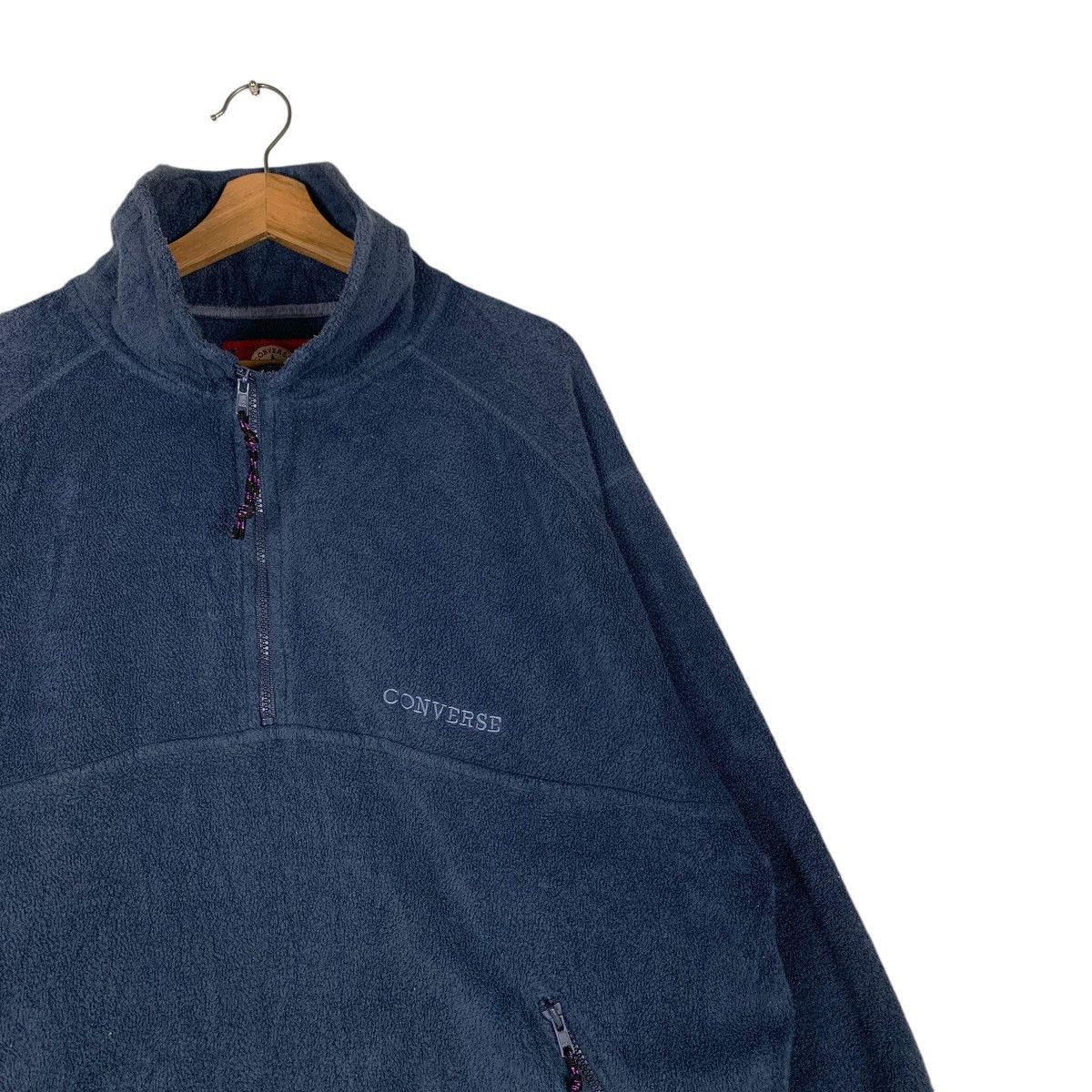 Converse CONVERSE Small Logo Half Zip Blue Fleece Pullover #1406-C59 Size US L / EU 52-54 / 3 - 5 Thumbnail