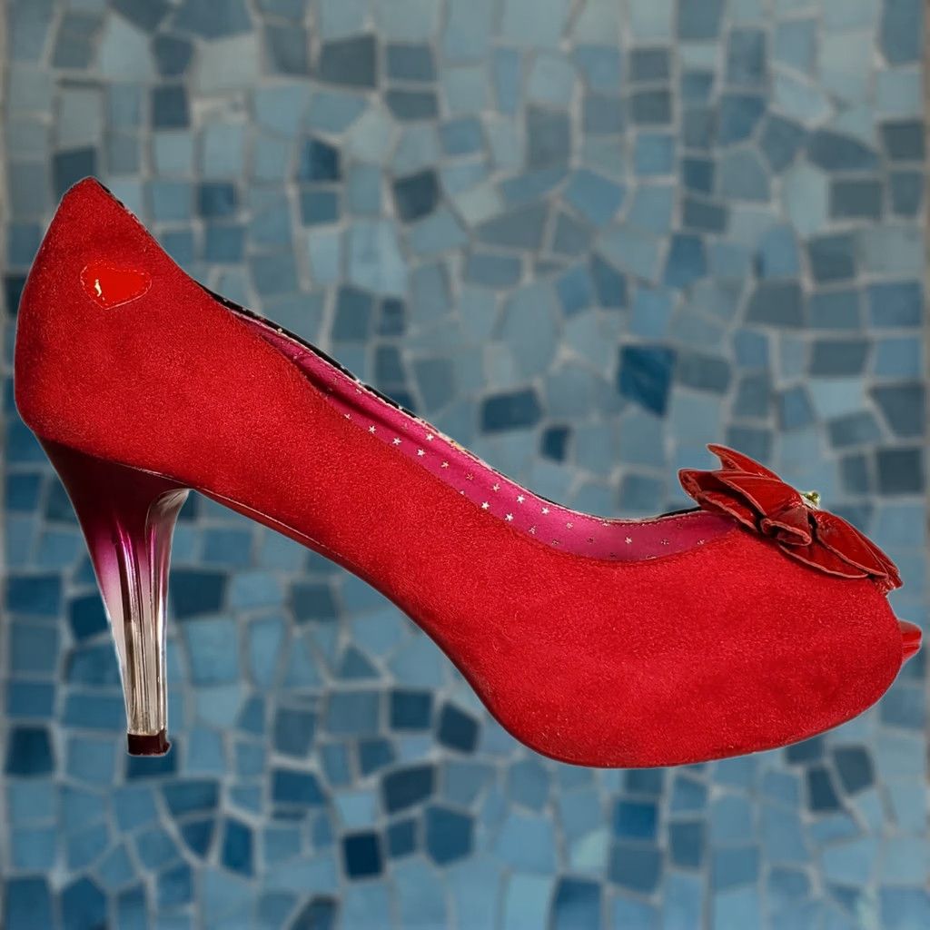 Vintage Poetic Licence Bloom High Heel Pumps Red Suede and Fabric Women's Size US 7 Pump Stiletto Shoes Size US 7 / IT 37 - 1 Thumbnail