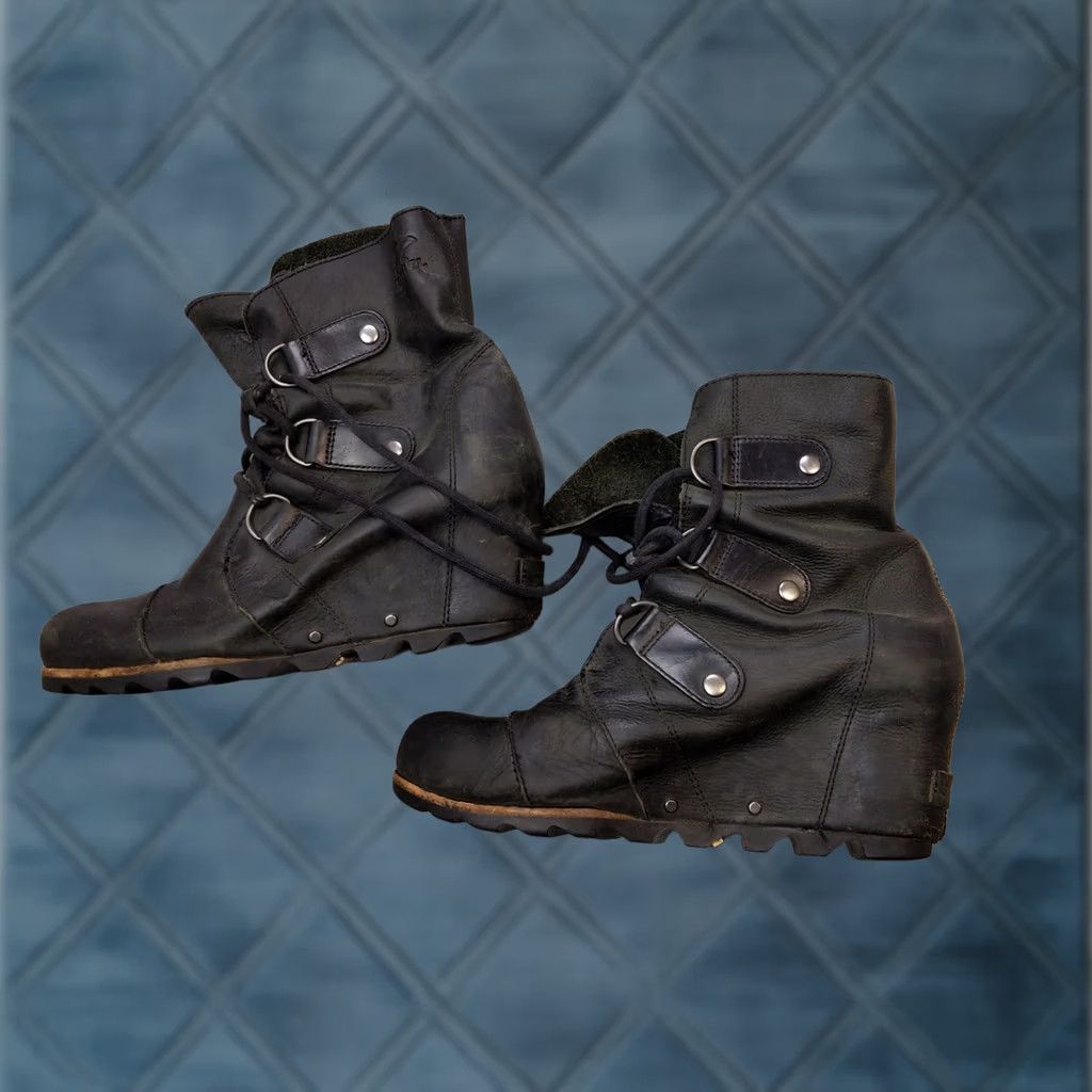 SOREL Sorel Womens Boots 8.5 Black Leather Ankle Lace Up Wedge Combat NL1987-010 Size US 9 / IT 39 - 1 Thumbnail