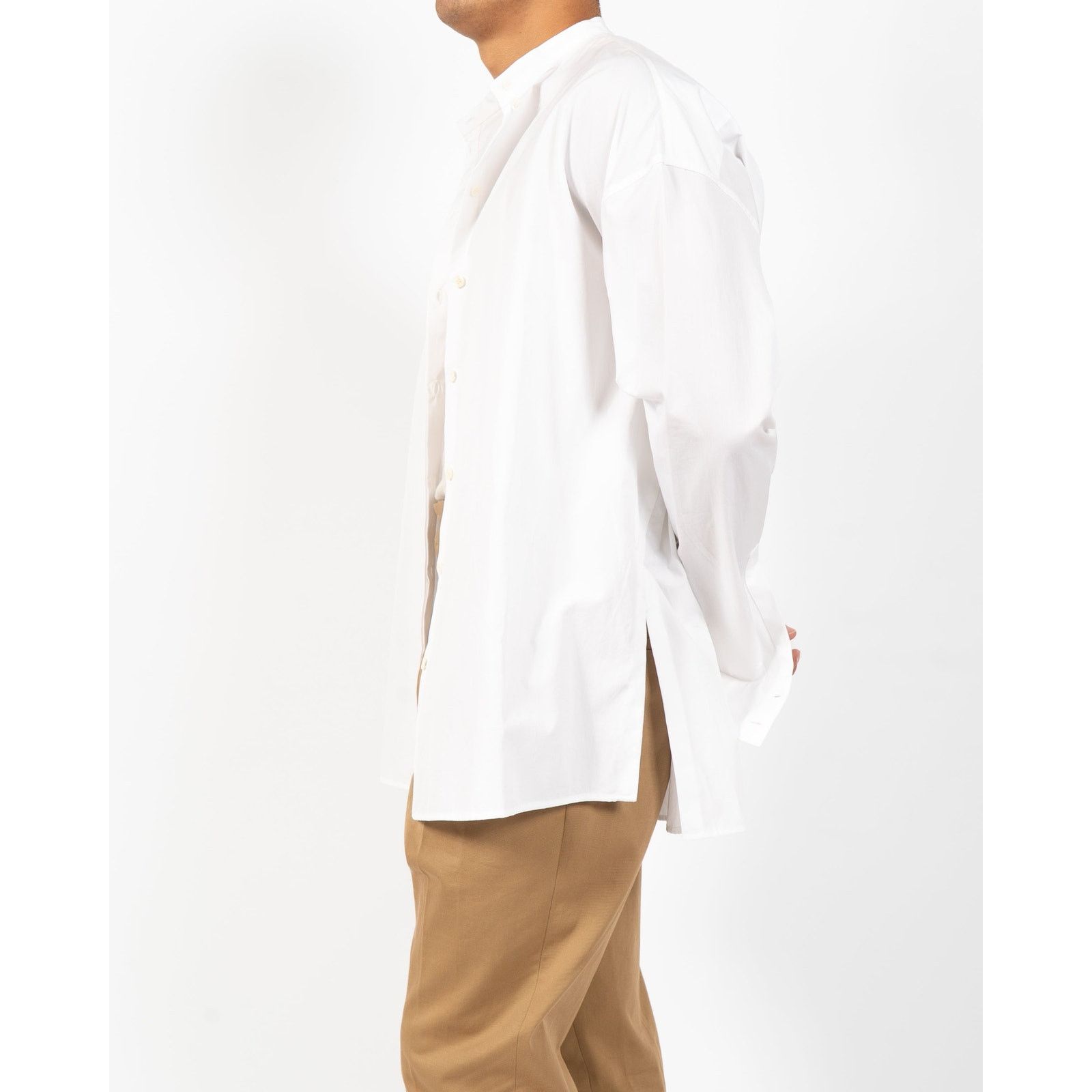 SS18 Oversized Side-Vent Shirt in White Cotton