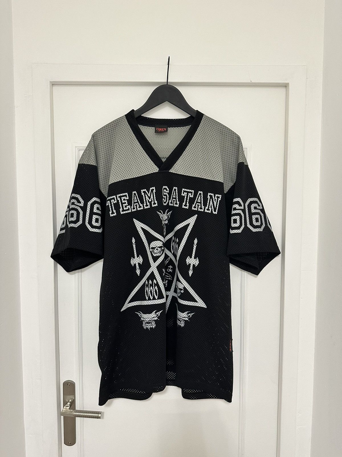 image of Vintage Omen Jersey Grey Black, Men's (Size XL)