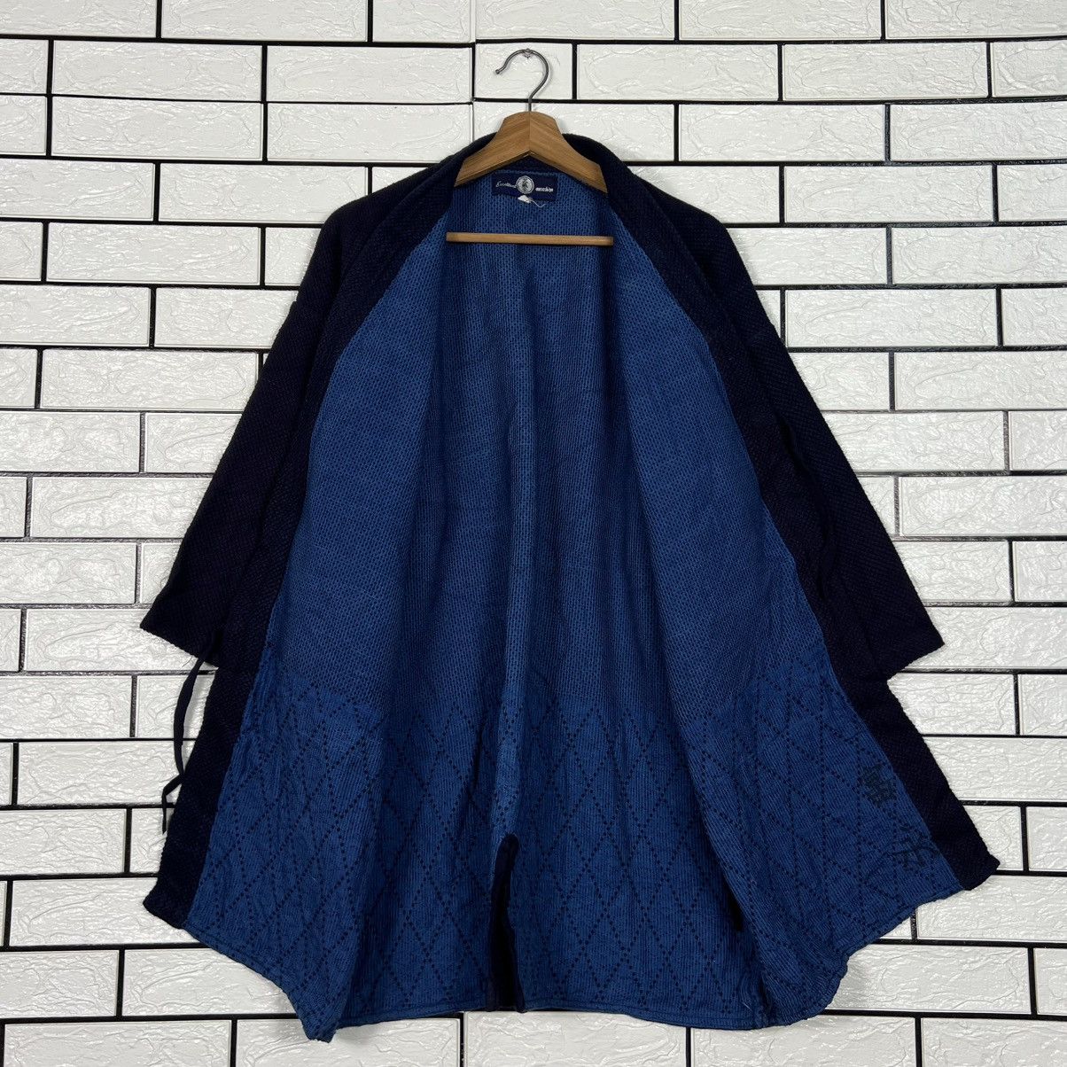 Japanese Brand Indigo Bushu Navy Blue Sashiko Thick Weave Kimono #4155-C190 Size US L / EU 52-54 / 3 - 10 Thumbnail