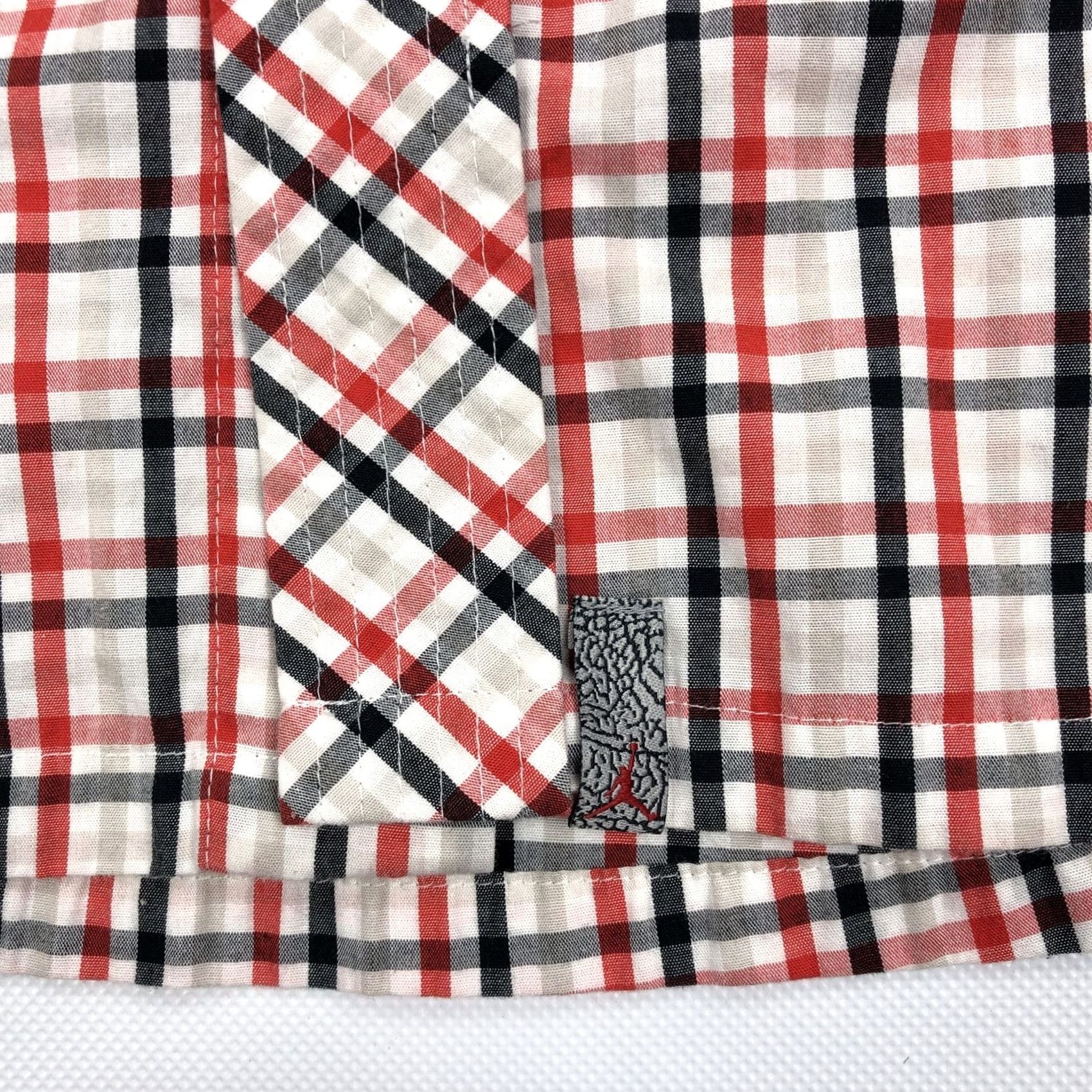 Jordan Brand Jordan Men's XL Plaid Button-Down Shirt Short Sleeve Red Black White Beige Casual Size US XL / EU 56 / 4 - 2 Thumbnail