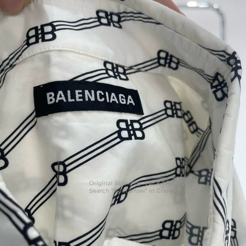 Balenciaga Balenciaga size 39 Black and White Logo Short Sleeve Shirt Size US M / EU 48-50 / 2 - 4 Thumbnail