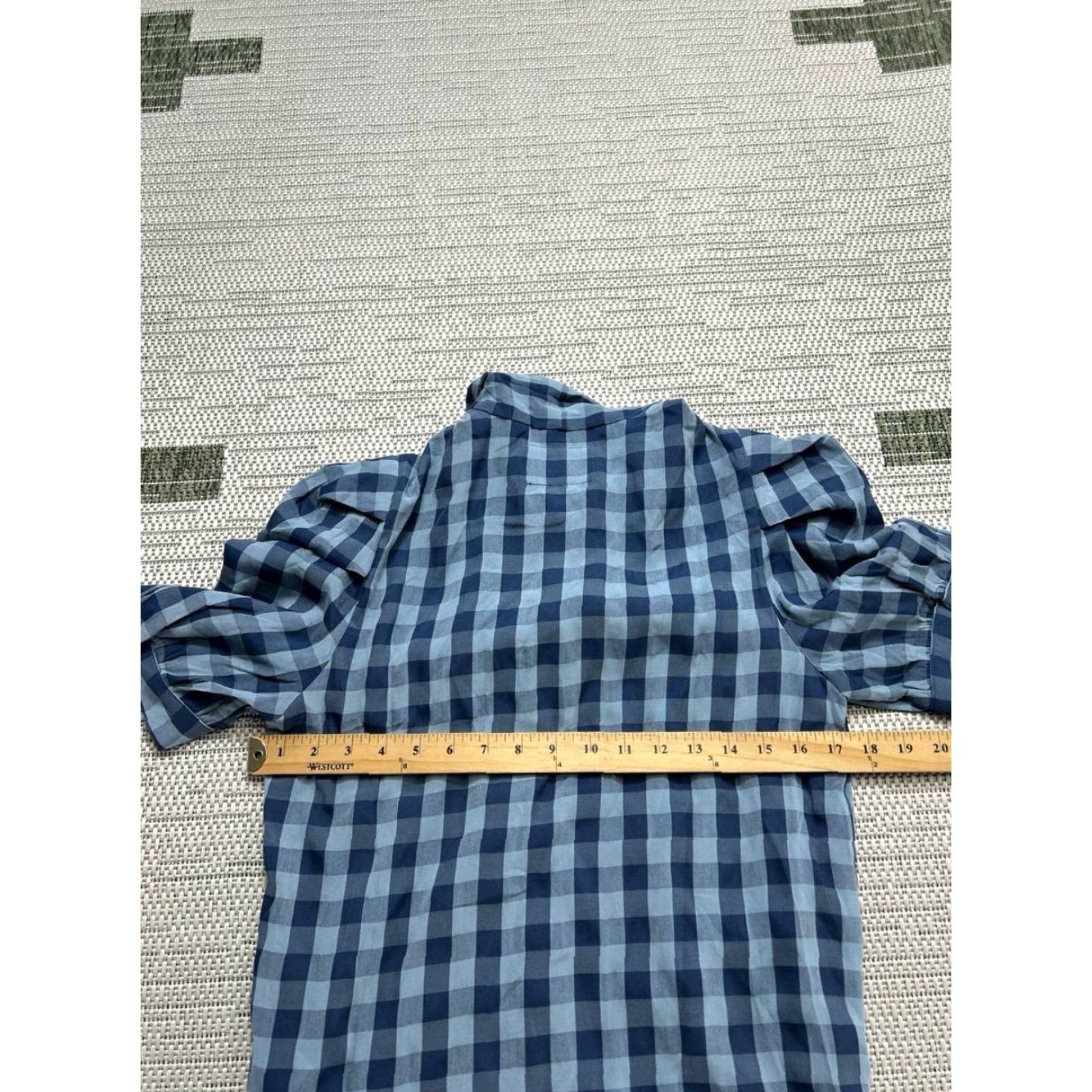 Vintage Rochelle Behrens Shirt Womens XS Blue Blouse Long Sleeve Plaid Button Collared Casual shirt Womens XS Blue Size XS / US 0-2 / IT 36-38 - 6 Thumbnail