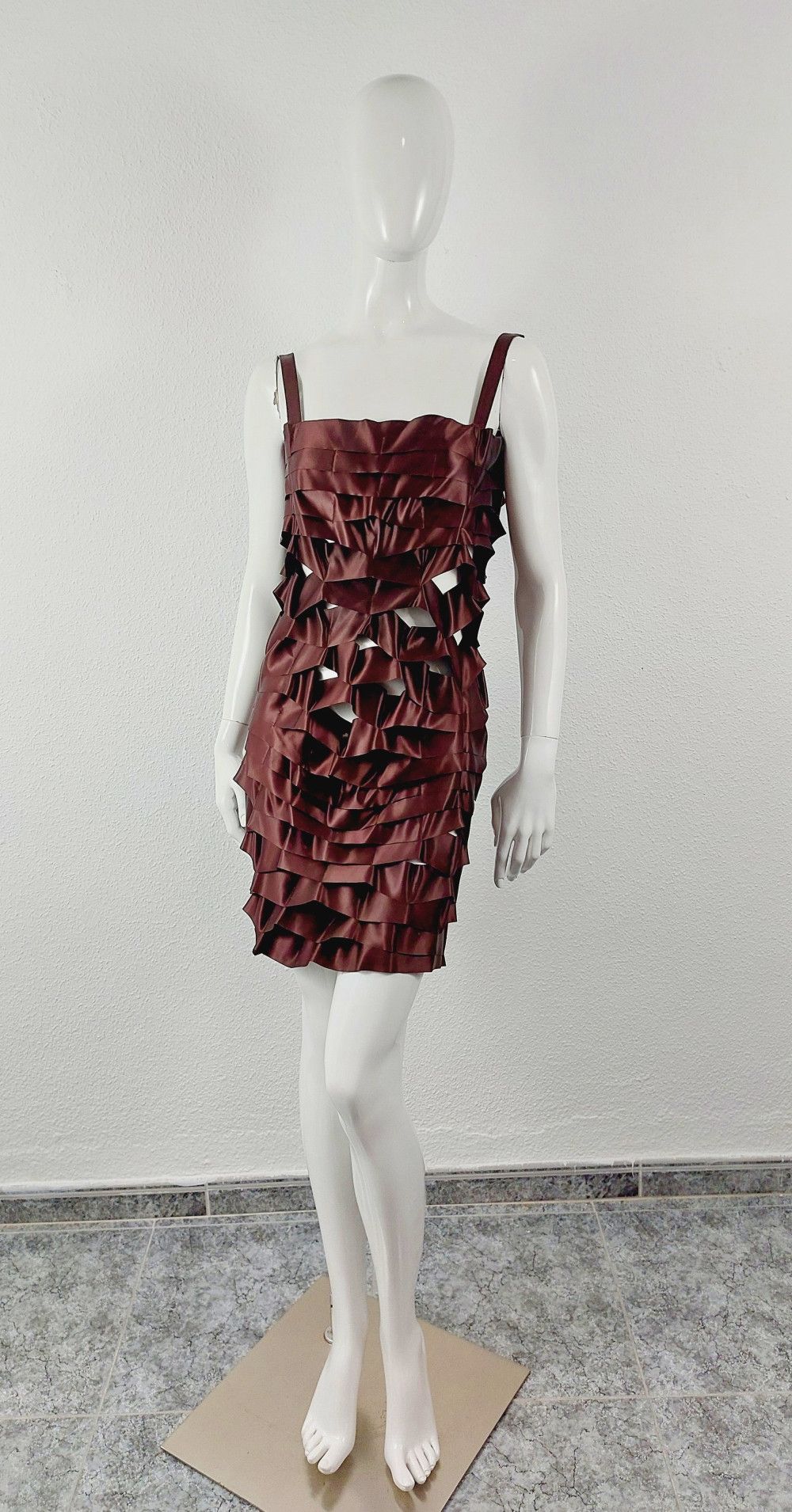 Issey Miyake Vintage Issey Miyake Bronze Satin Ribbon Cage Dress, 1990s Size XS / US 0-2 / IT 36-38 - 3 Thumbnail