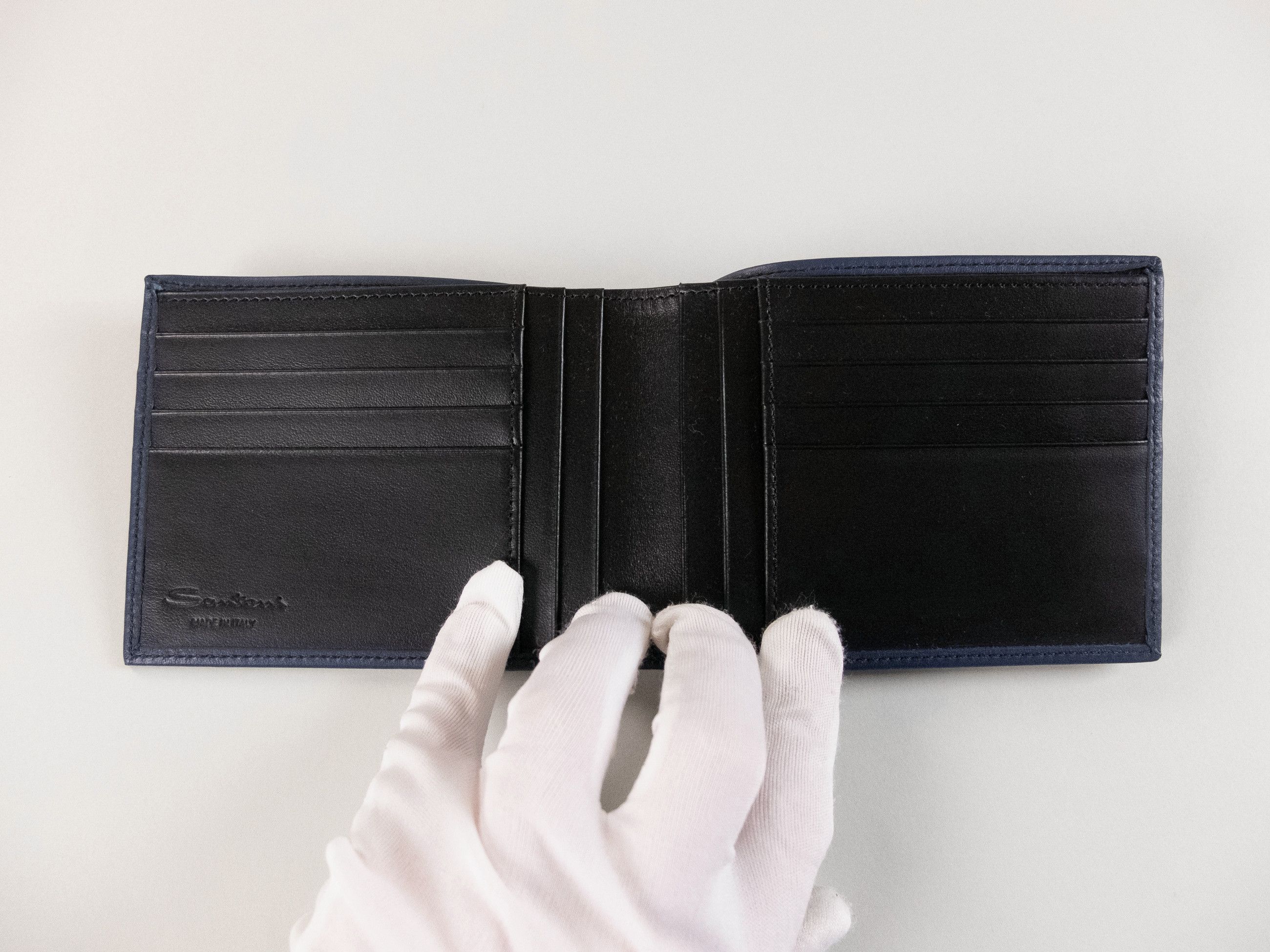 Santoni SANTONI blue classic leather bifold wallet billfold Italy Size ONE SIZE - 5 Thumbnail