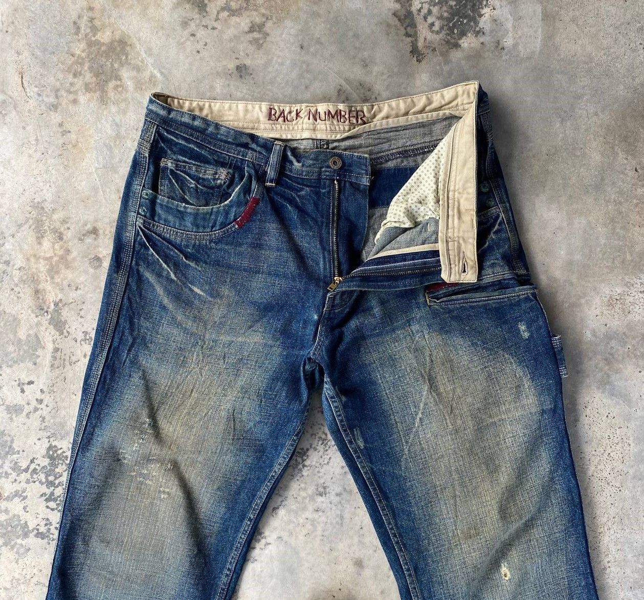 Japanese Brand W36X33 VTG BACK NUMBER DISTRESSED DENIM MUDWASH RUSTY DIRTY Size US 36 / EU 52 - 3 Thumbnail