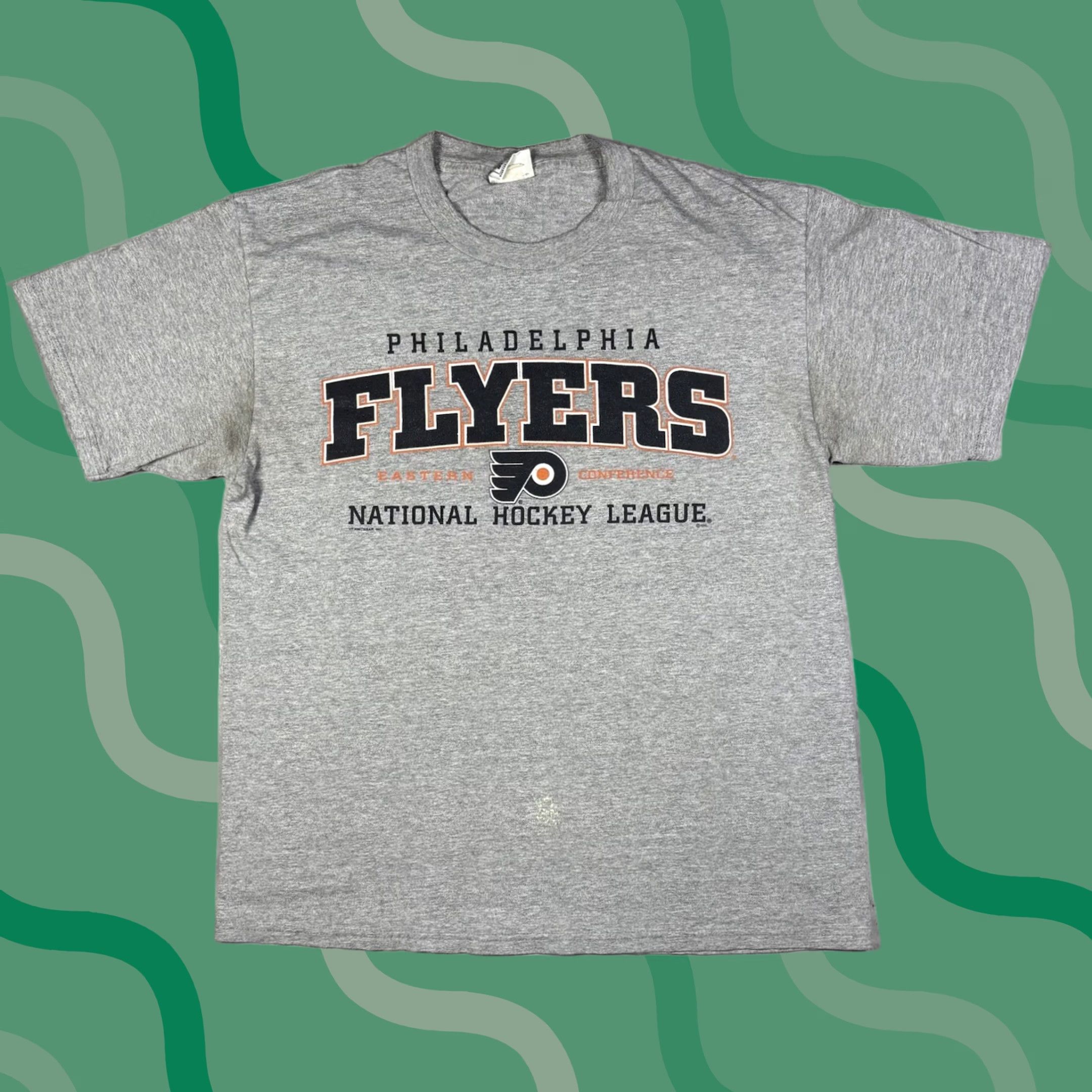 Lee VINTAGE Lee Philadelphia Flyers 90s T-Shirt XL Gray Crew Neck Short Sleeve Men Sports NHL Golf? Size US XL / EU 56 / 4 - 1 Thumbnail