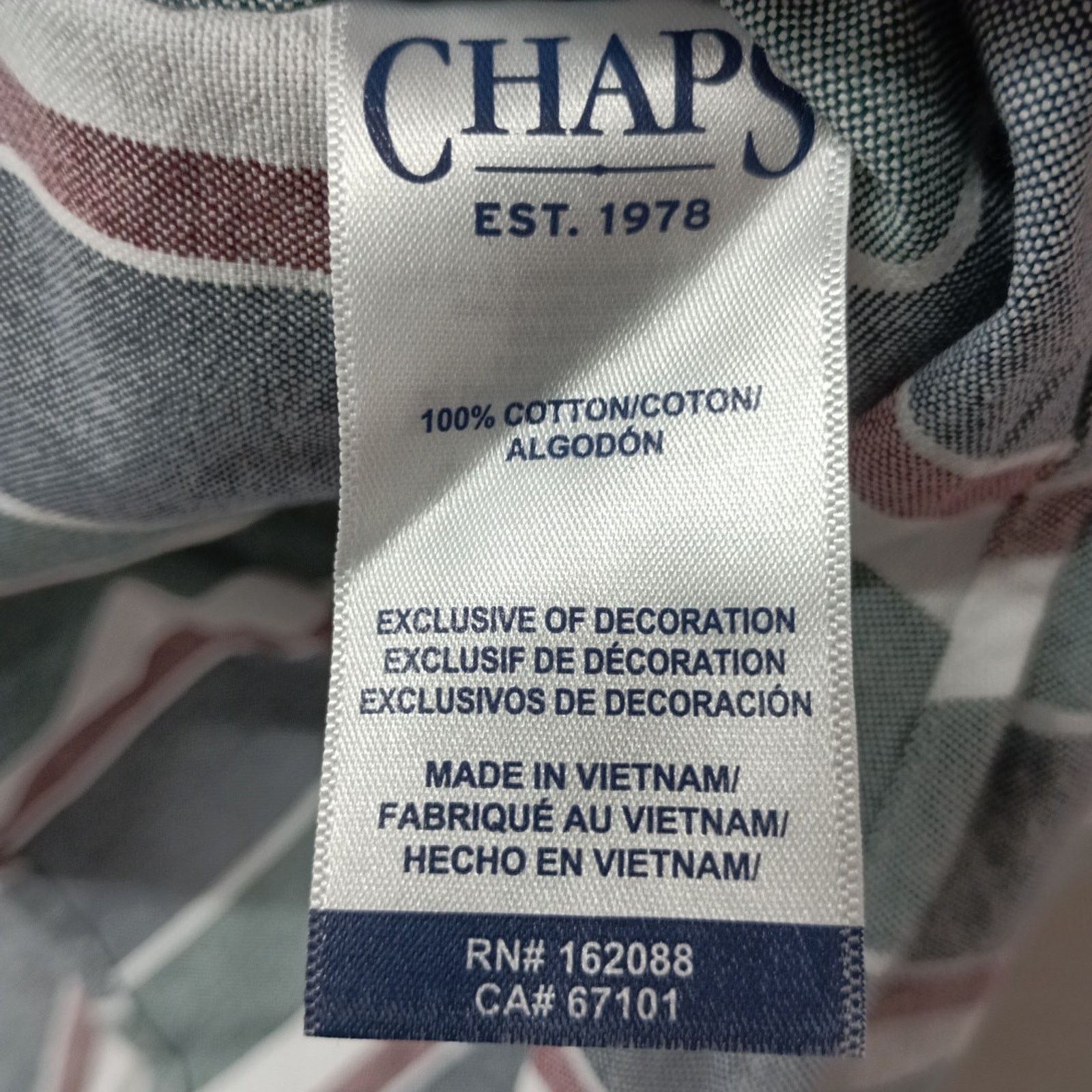 Chaps Chaps Seacoast Oxford Woven Shirt Men's XL Evergreen Striped Size US XL / EU 56 / 4 - 7 Thumbnail