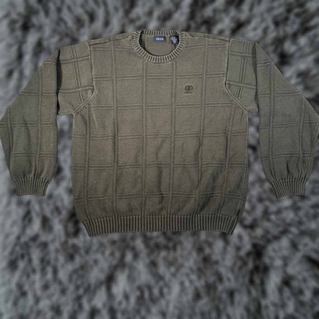 Izod VINTAGE IZOD Sweater Men XXL Green Textured Grid Preppy Hip Hop Streetwear Mens Size US XXL / EU 58 / 5 - 1 Thumbnail
