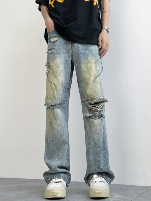 Japanese Brand × Jean American street trend cleanfit men's ripped jeans Size US 32 / EU 48 - 2 Thumbnail