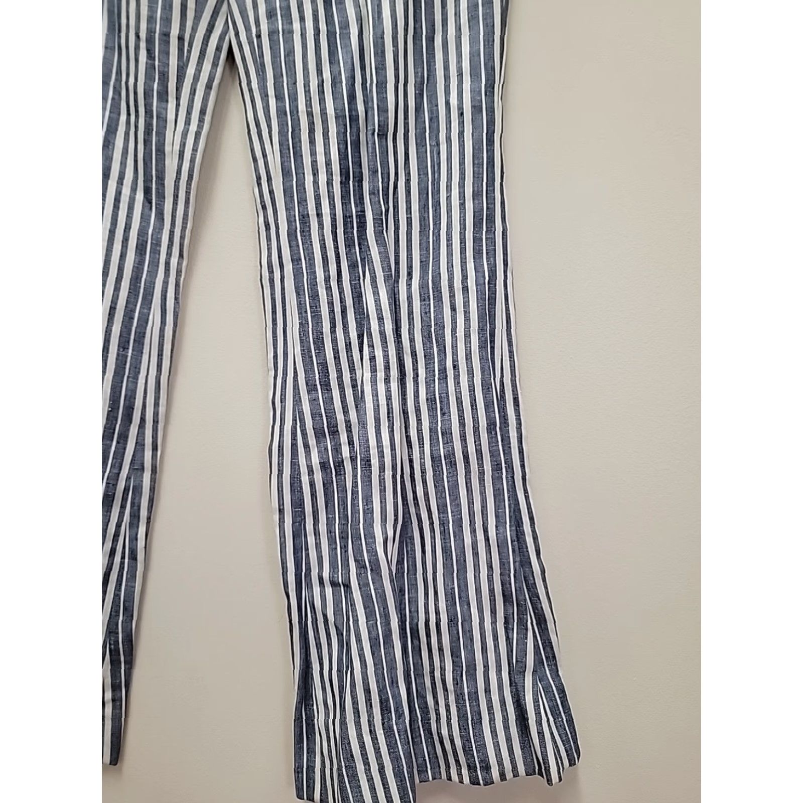 Tory Burch Tory Burch Pants Wide-Leg Linen Nautical Multicolor 100% Linen Sz 4 Womens Pockets Inseam 29.5 in Dress Pants Holiday/Nautical Theme Size 27" / US 4 / IT 40 - 6 Thumbnail
