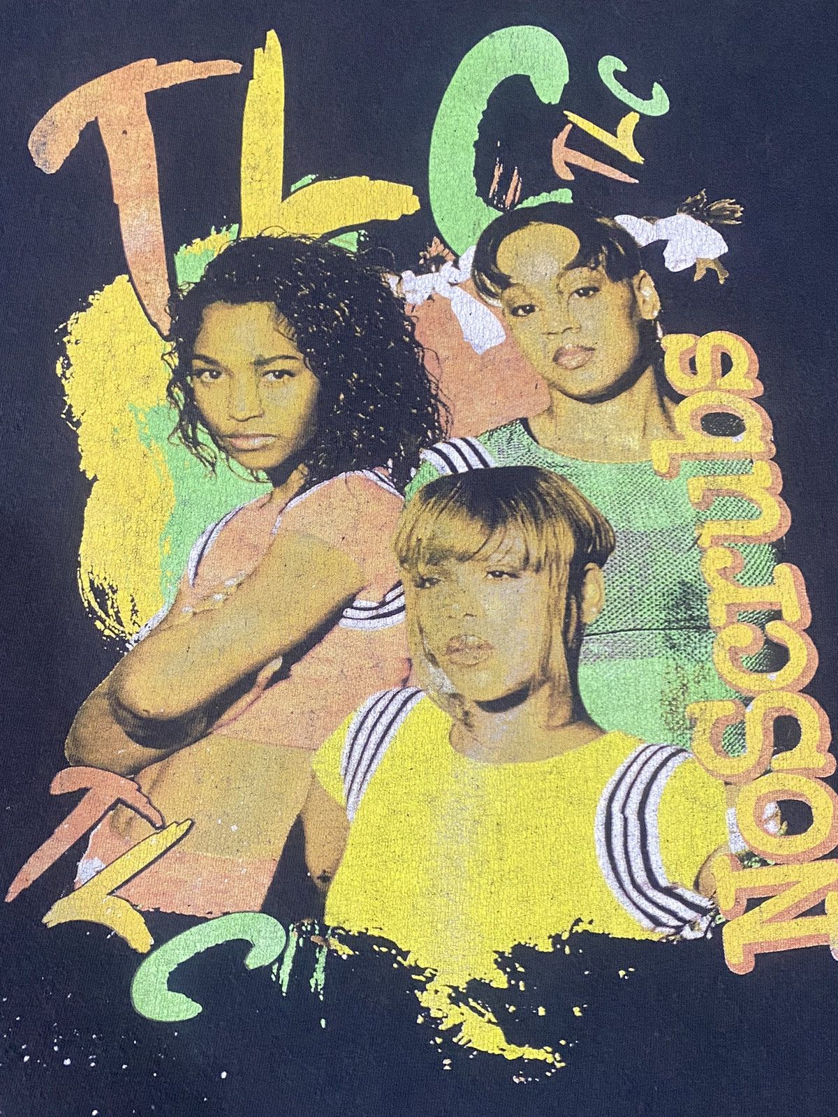 Band Tees × Rap Tees × Vintage RARE Y2K TLC RAP TEE FADED BLACK TSHIRT Size US M / EU 48-50 / 2 - 8 Thumbnail