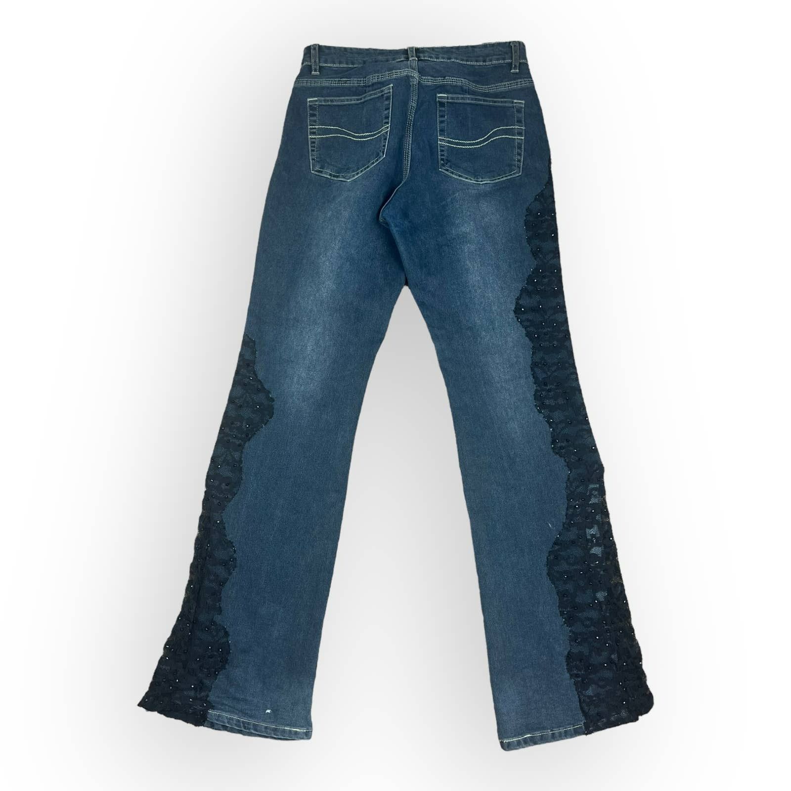 Vintage Cache Vintage | Y2K Bootcut Jeans Lace Inserts | 8 Size 30" / US 8 / IT 44 - 2 Thumbnail