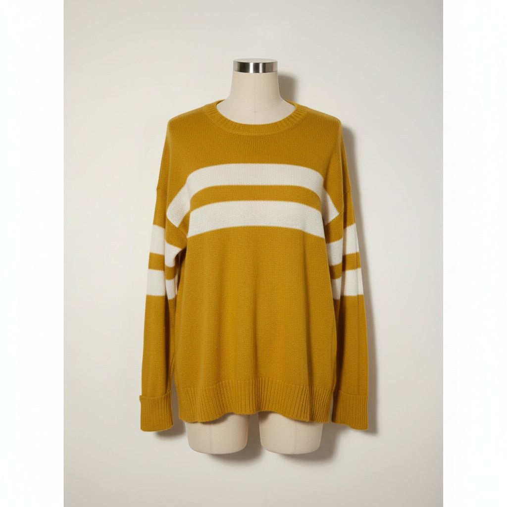 American Eagle Outfitters American Eagle Sweater Mustard Striped Wool Blend Medium Size M / US 6-8 / IT 42-44 - 1 Thumbnail