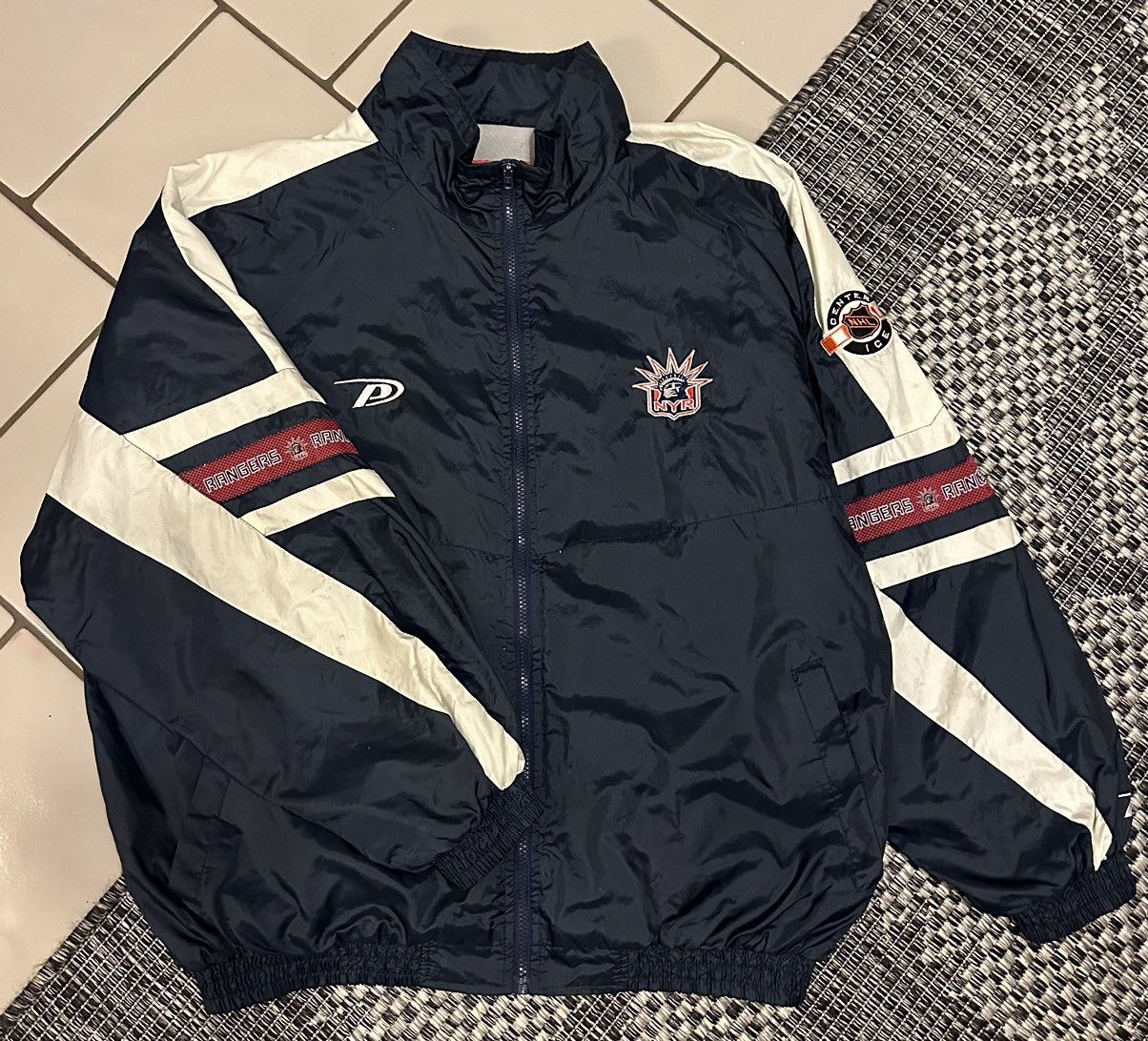 image of VTG Crazy New York Rangers Windbreaker in Blue, Men's (Size XL)